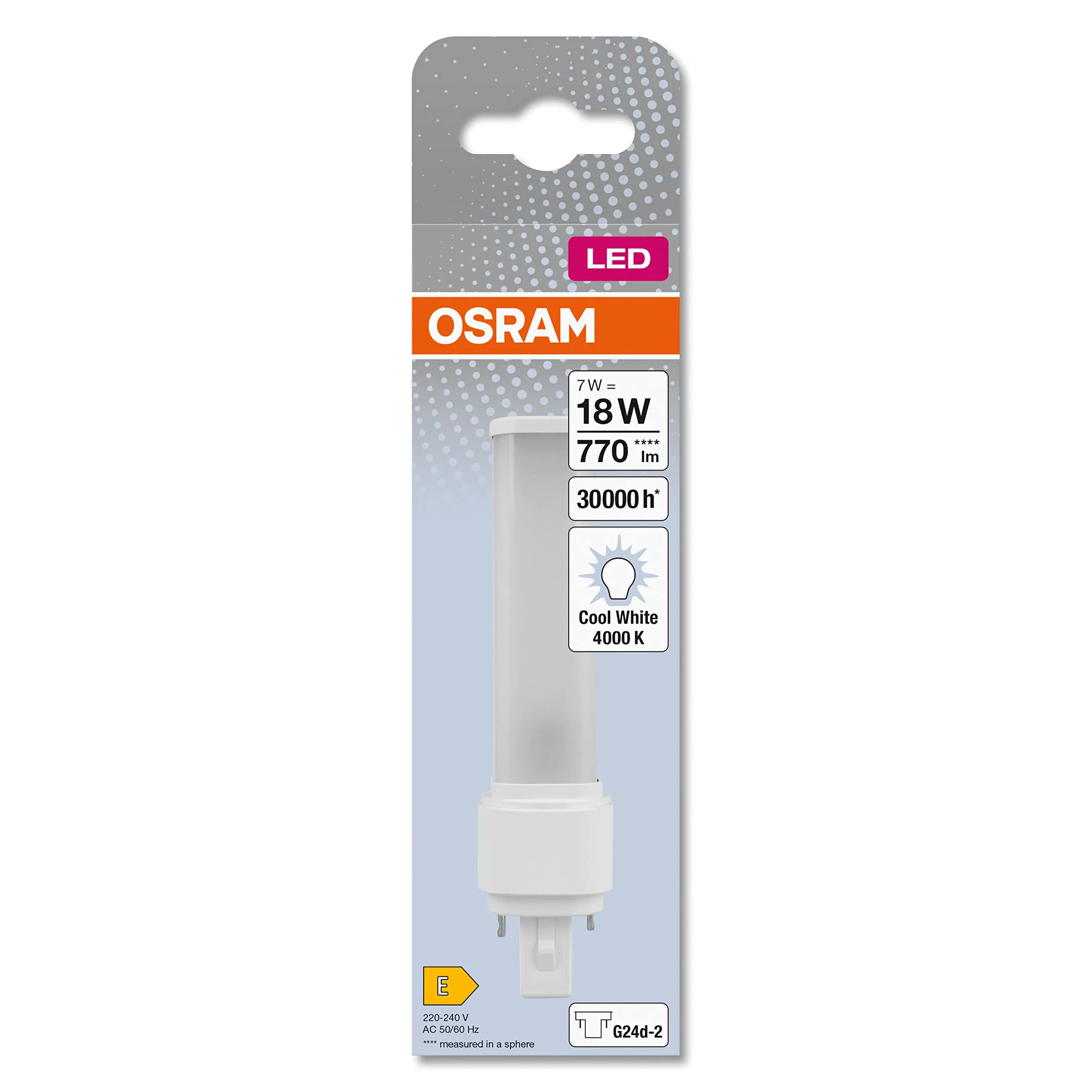 Osram Dulux D 18 LED, G24D-2, 7W, 770lm, Bianco Freddo 4000K, Ruotabile, Sostituzione 18W - immagine 6