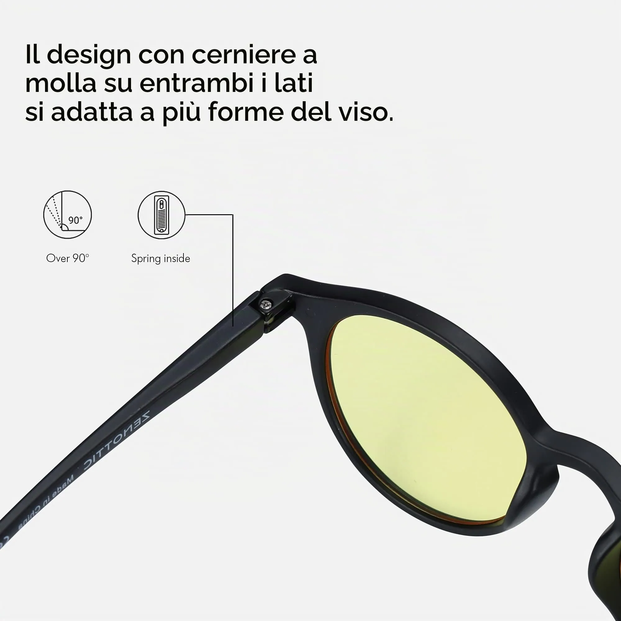 ZENOTTIC Occhiali da Sole Polarizzati Retrò Classici Rotondi UV400 per Uomo e Donna - Nero/Occhiali da Guida Notturna - immagine 2