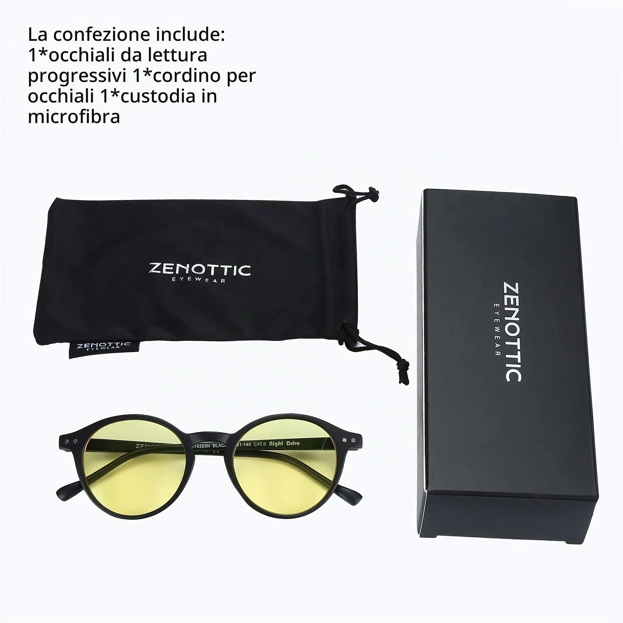 ZENOTTIC Occhiali da Sole Polarizzati Retrò Classici Rotondi UV400 per Uomo e Donna - Nero/Occhiali da Guida Notturna - immagine 6
