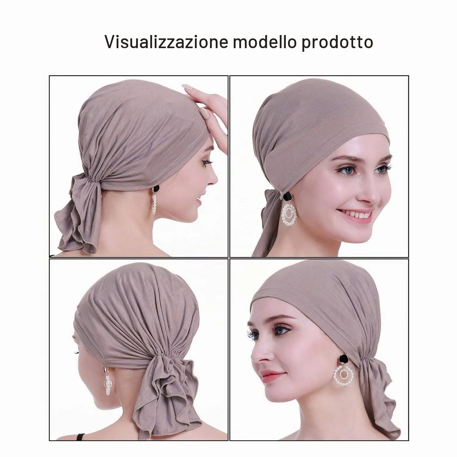 osvyo Copricapo in bambù per chemioterapia da donna, Turbante Bamboo Pale Mauve, Taglia unica - immagine 2