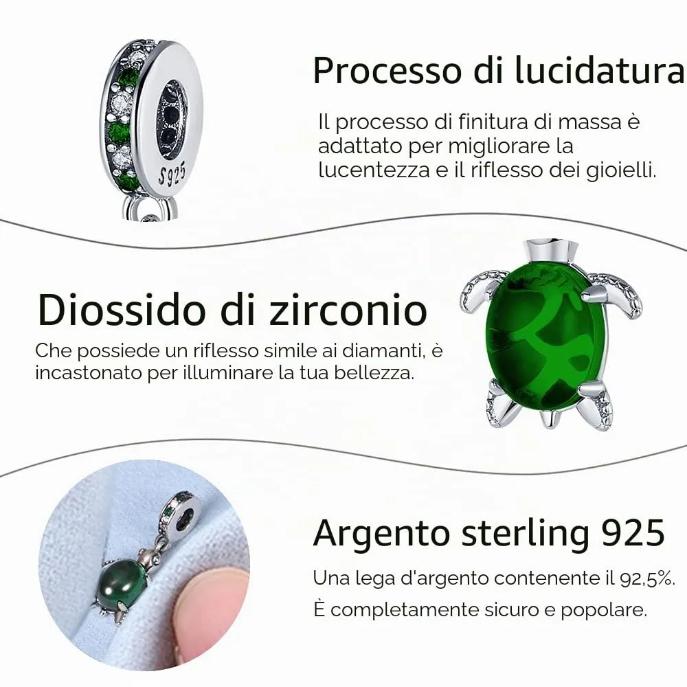 Pandach Bead Charm in Argento Sterling 925 con Cubic Zirconia per Braccialetti e Collane Europei - immagine 4