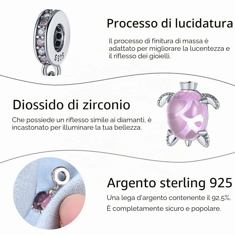 Pandach Bead Charm Ciondolo Argento Sterling 925 con Cubic Zirconia per Braccialetti e Collane Europei - immagine 4