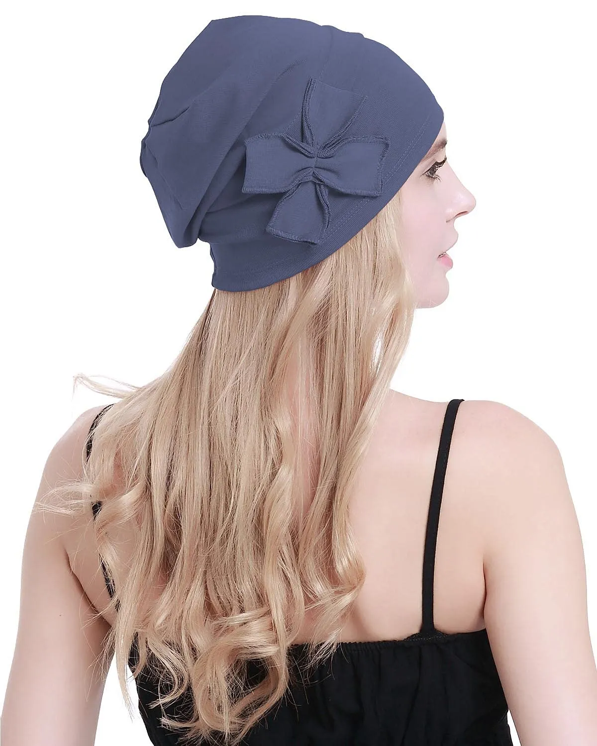 osvyo Copricapo da donna in cotone per chemioterapia, Blu Grigio, Taglia unica - immagine 7
