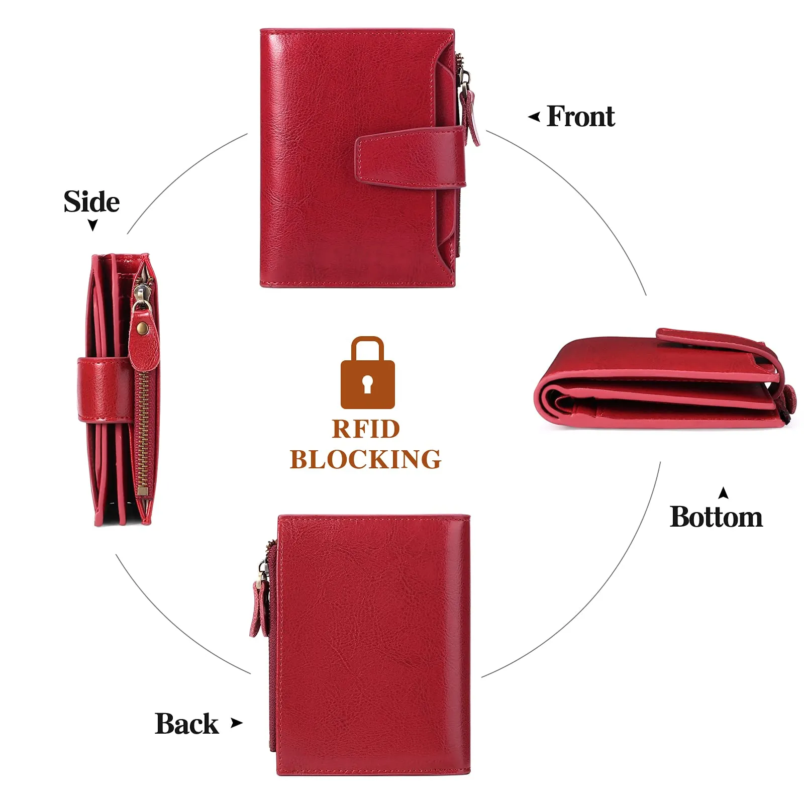 SENDEFN Portafoglio Donna in Pelle Vera con Blocco RFID, 14 Slot per Carte e Portamonete con Cerniera - immagine 6