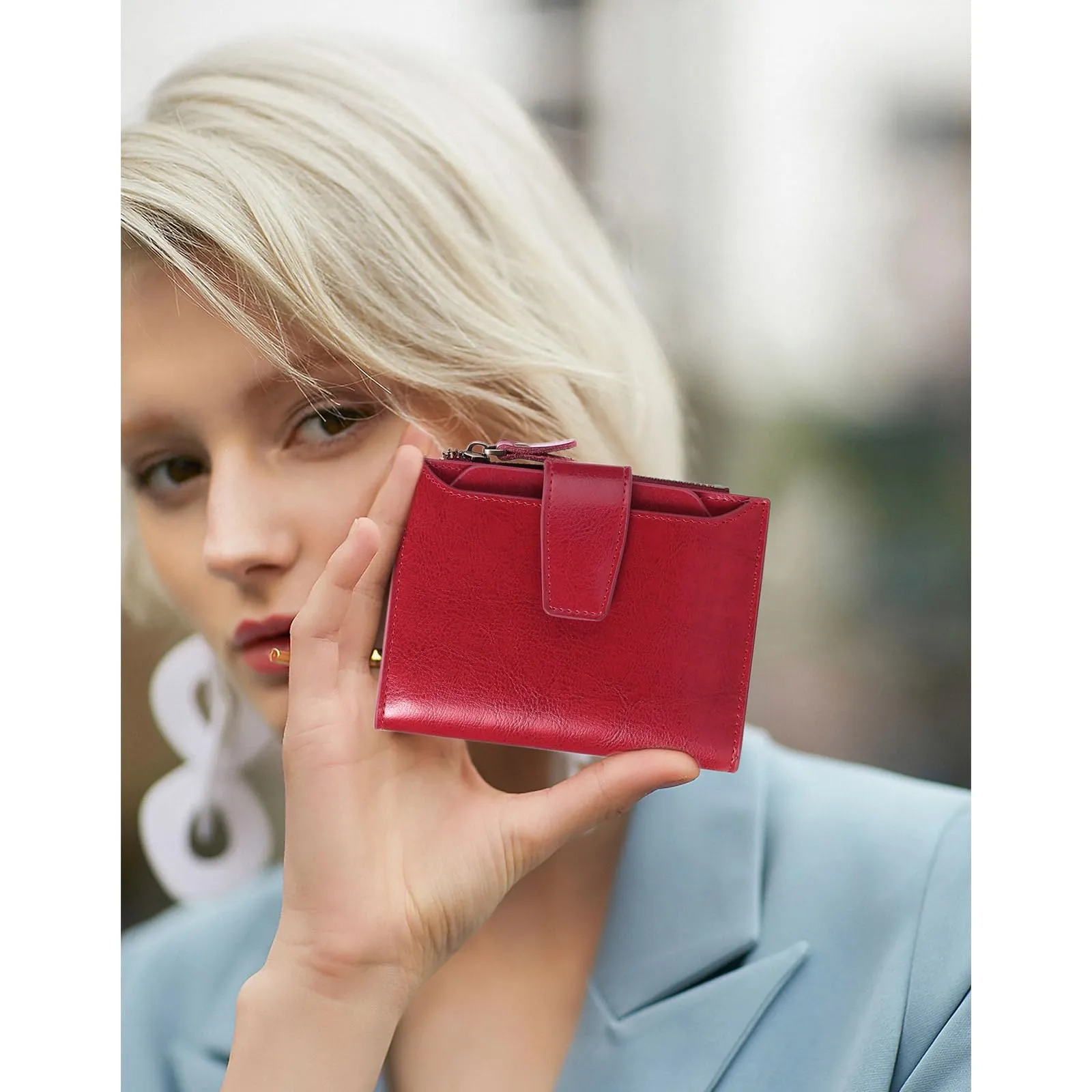 SENDEFN Portafoglio Donna in Pelle Vera con Blocco RFID, 14 Slot per Carte e Portamonete con Cerniera - immagine 7