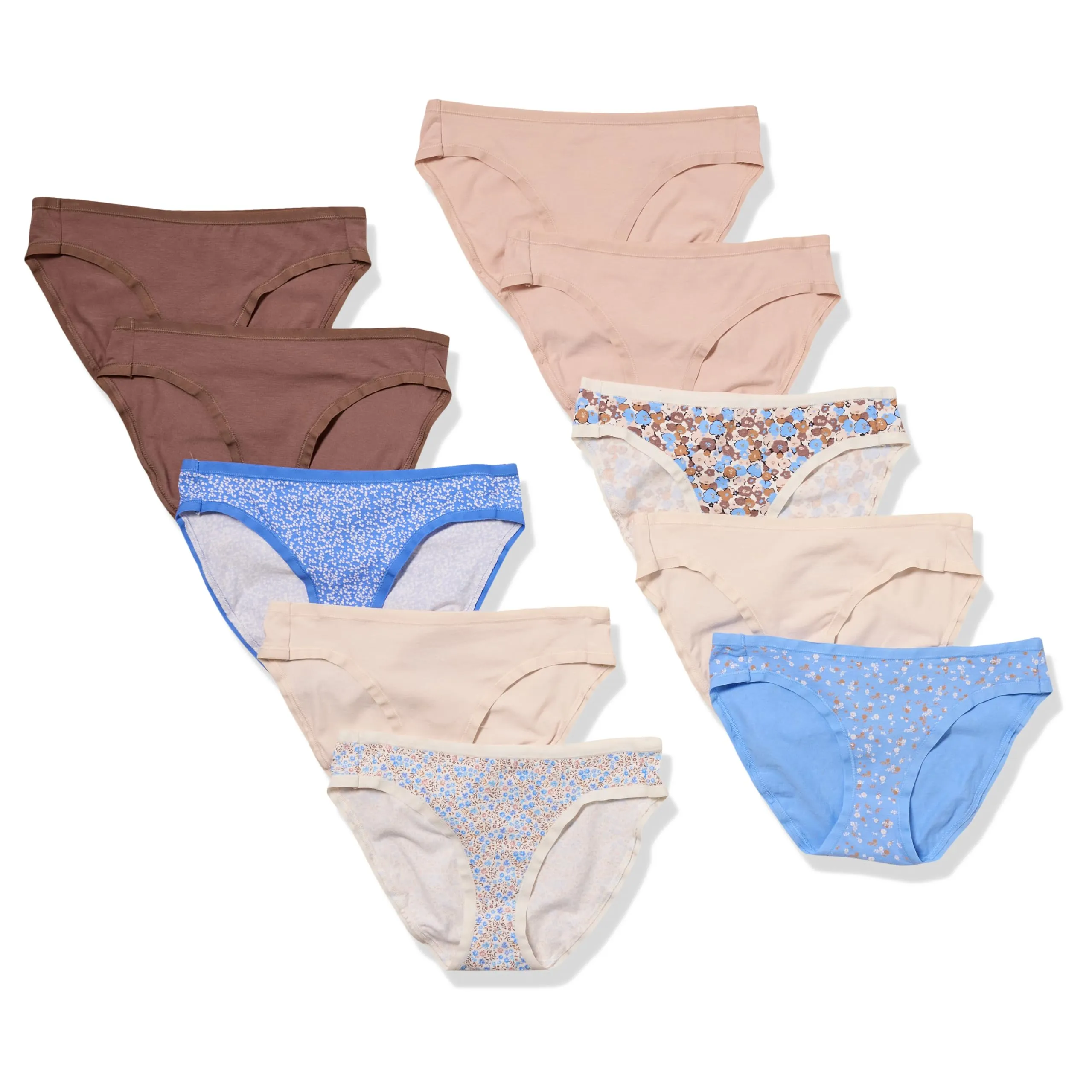 Amazon Essentials Slip Bikini in Cotone Donna, Pacco da 10, Multicolore/Floreale, 42 - immagine 1