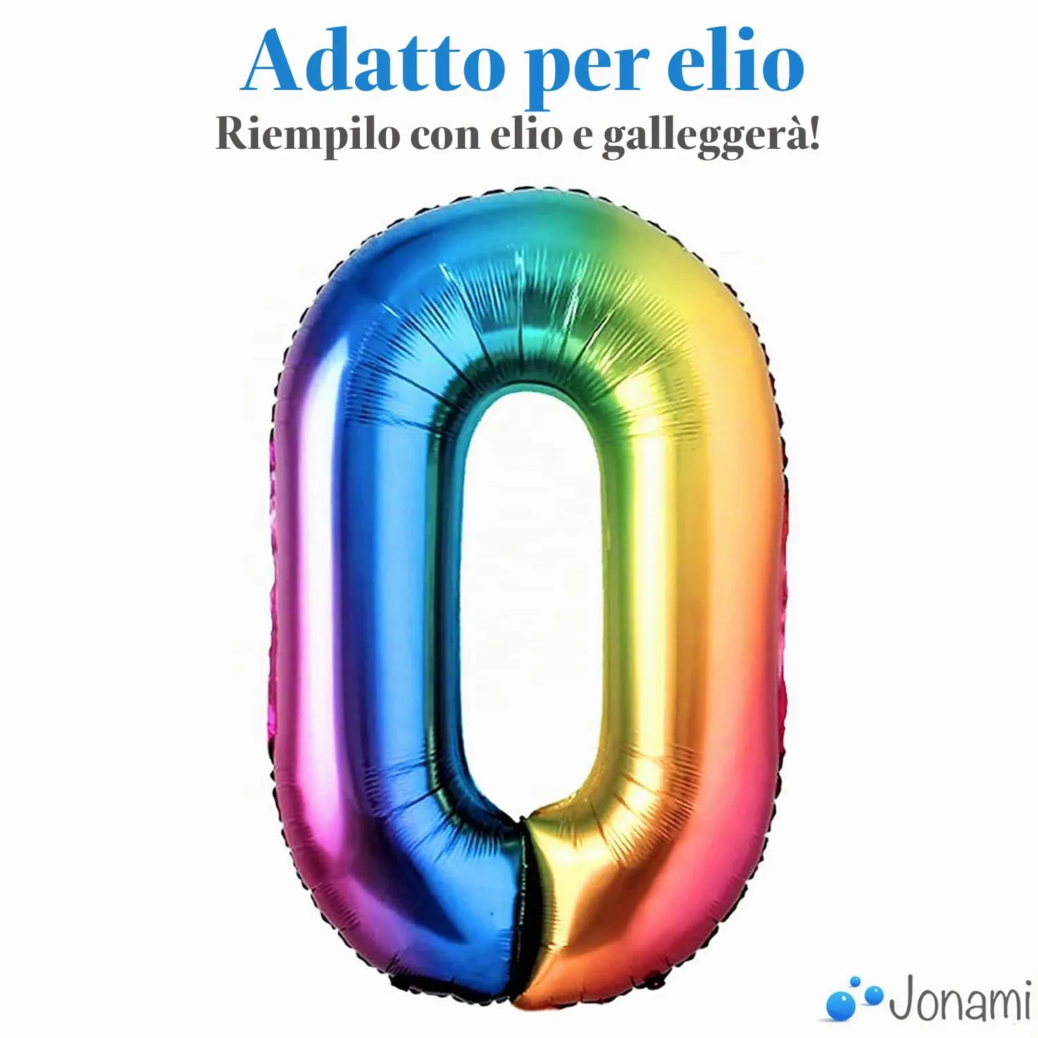 Jonami Palloncino Numero 0 Gigante Multicolore Metallizzato, 100 cm - immagine 3
