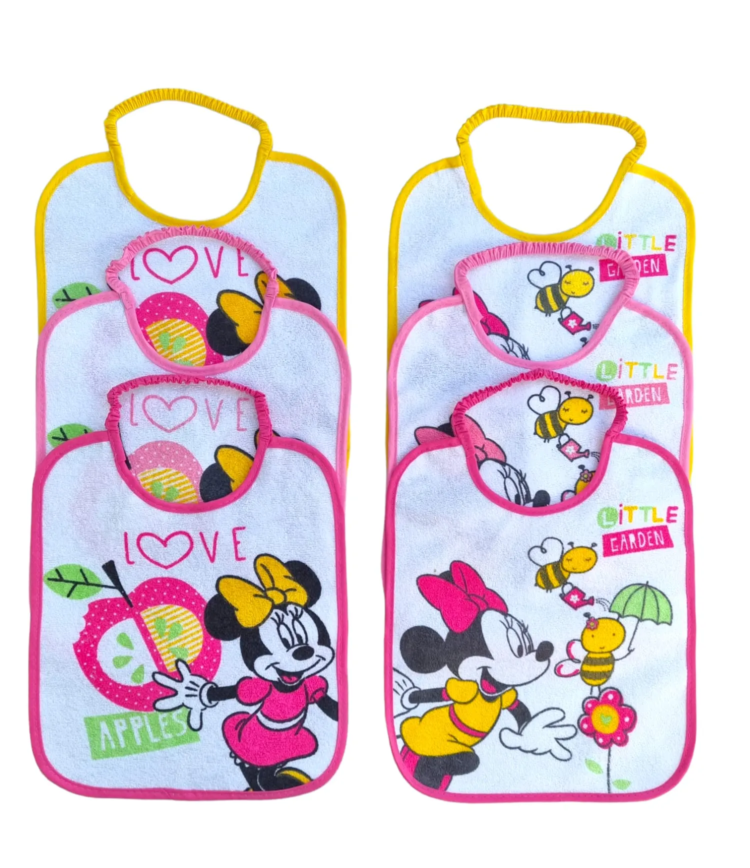Ellepi Bavaglini Disney Asilo Pappa Elastici in Cotone Impermeabile, Minnie Medio - immagine 1