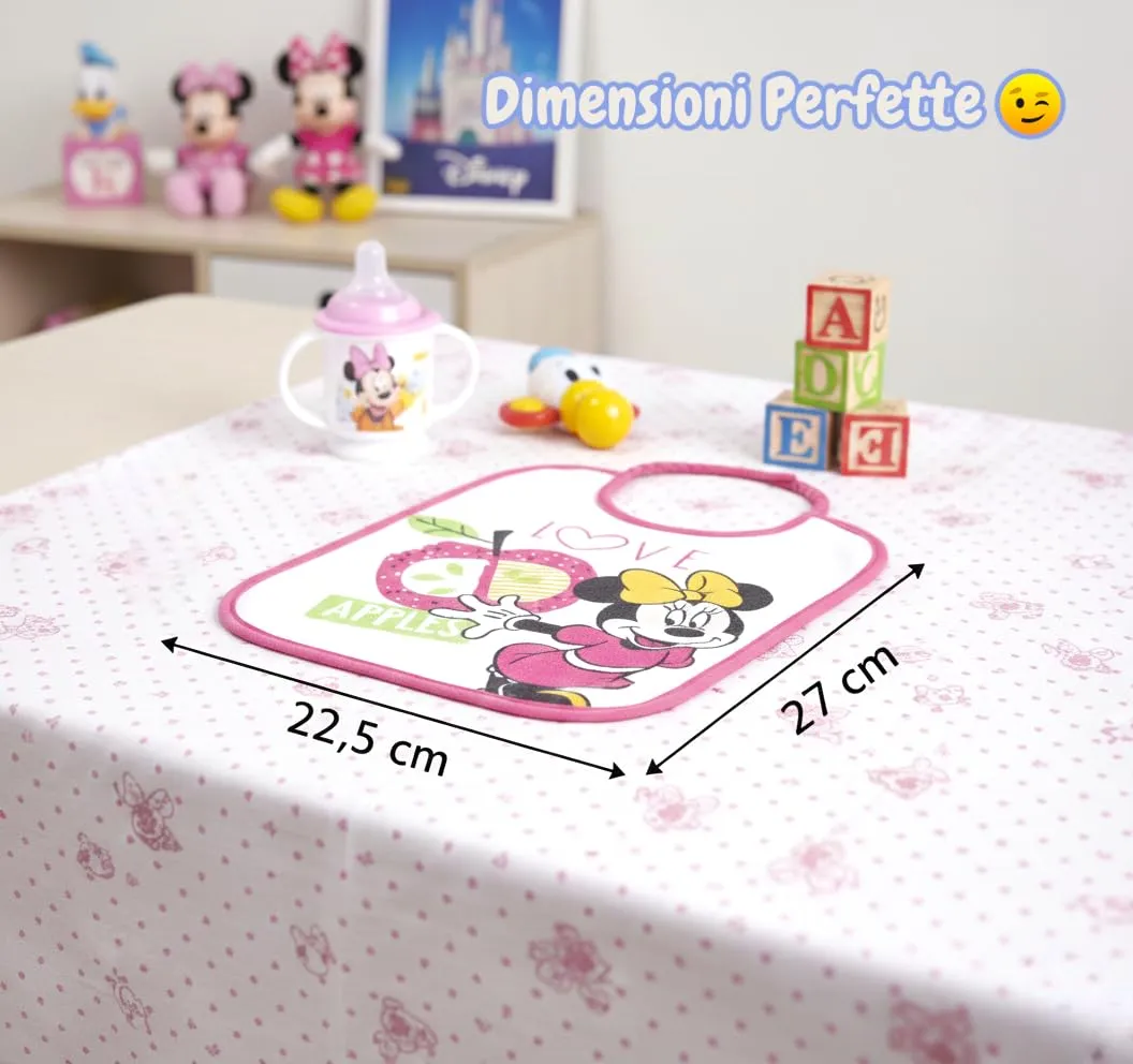 Ellepi Bavaglini Disney Asilo Pappa Elastici in Cotone Impermeabile, Minnie Medio - immagine 3