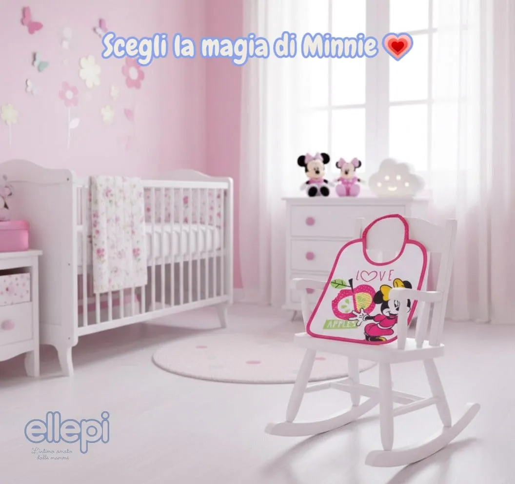 Ellepi Bavaglini Disney Asilo Pappa Elastici in Cotone Impermeabile, Minnie Medio - immagine 6