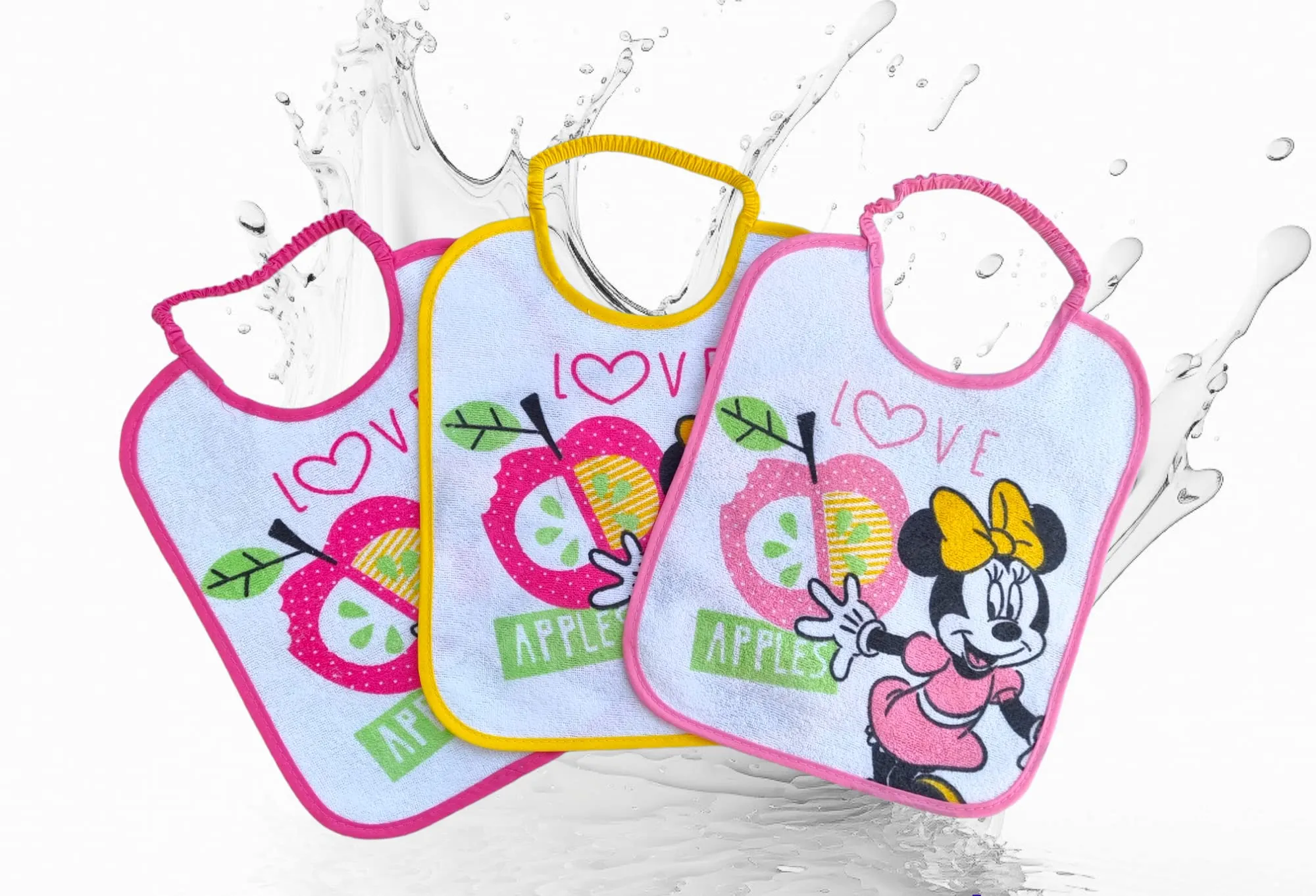 Ellepi Bavaglini Disney Asilo Pappa Elastici in Cotone Impermeabile, Minnie Medio - immagine 8