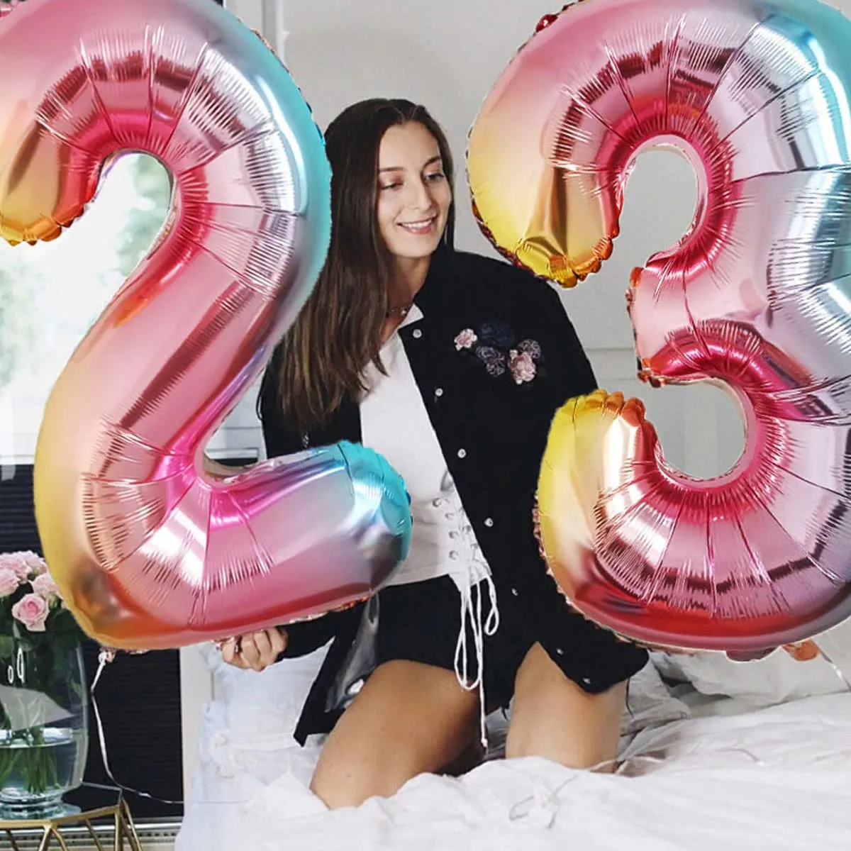 Jonami Palloncino Numero 2 Gigante Multicolore Pastello, 100 cm - immagine 4