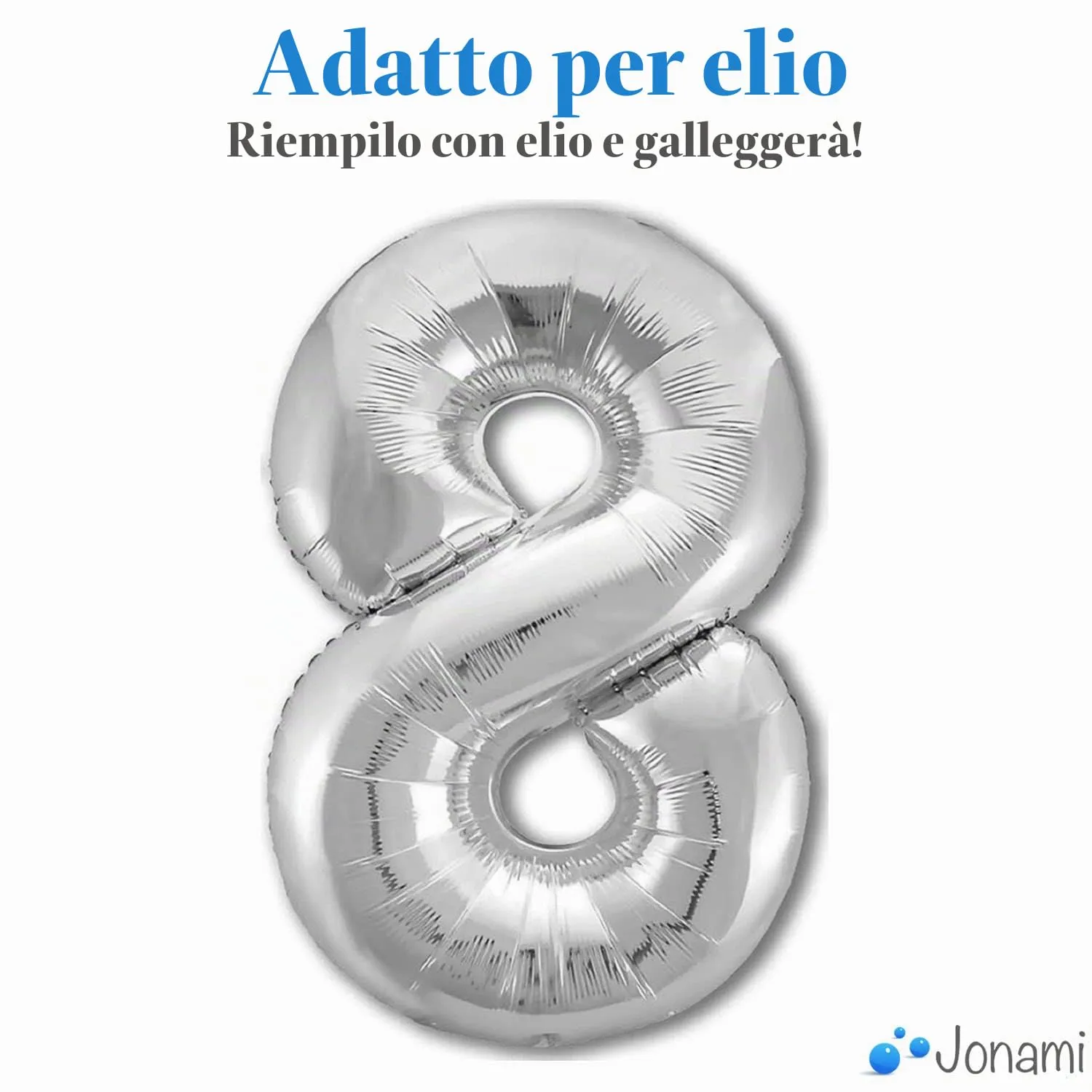 Jonami Palloncino Numero 8 Gigante Argento, 100 cm - immagine 3