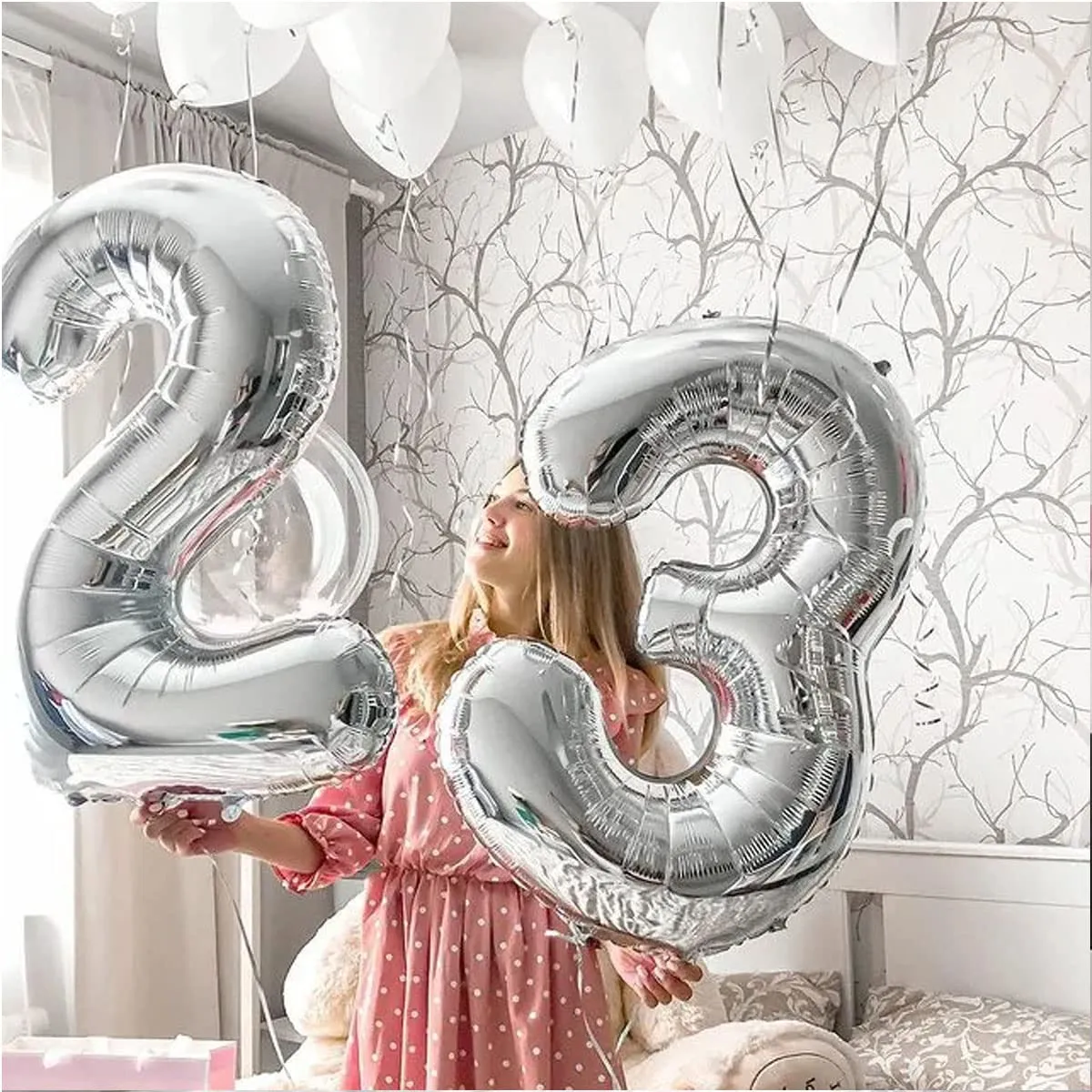 Jonami Palloncino Numero 8 Gigante Argento, 100 cm - immagine 5