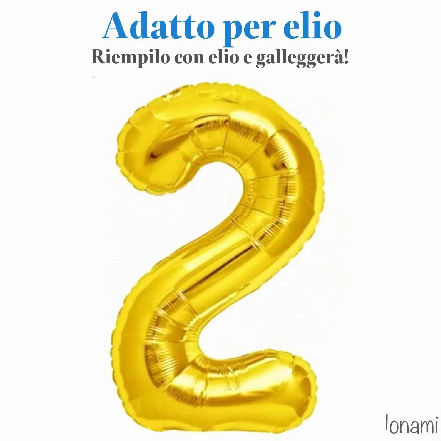 Jonami Palloncino Numero 2 Gigante Oro 100 cm - immagine 3