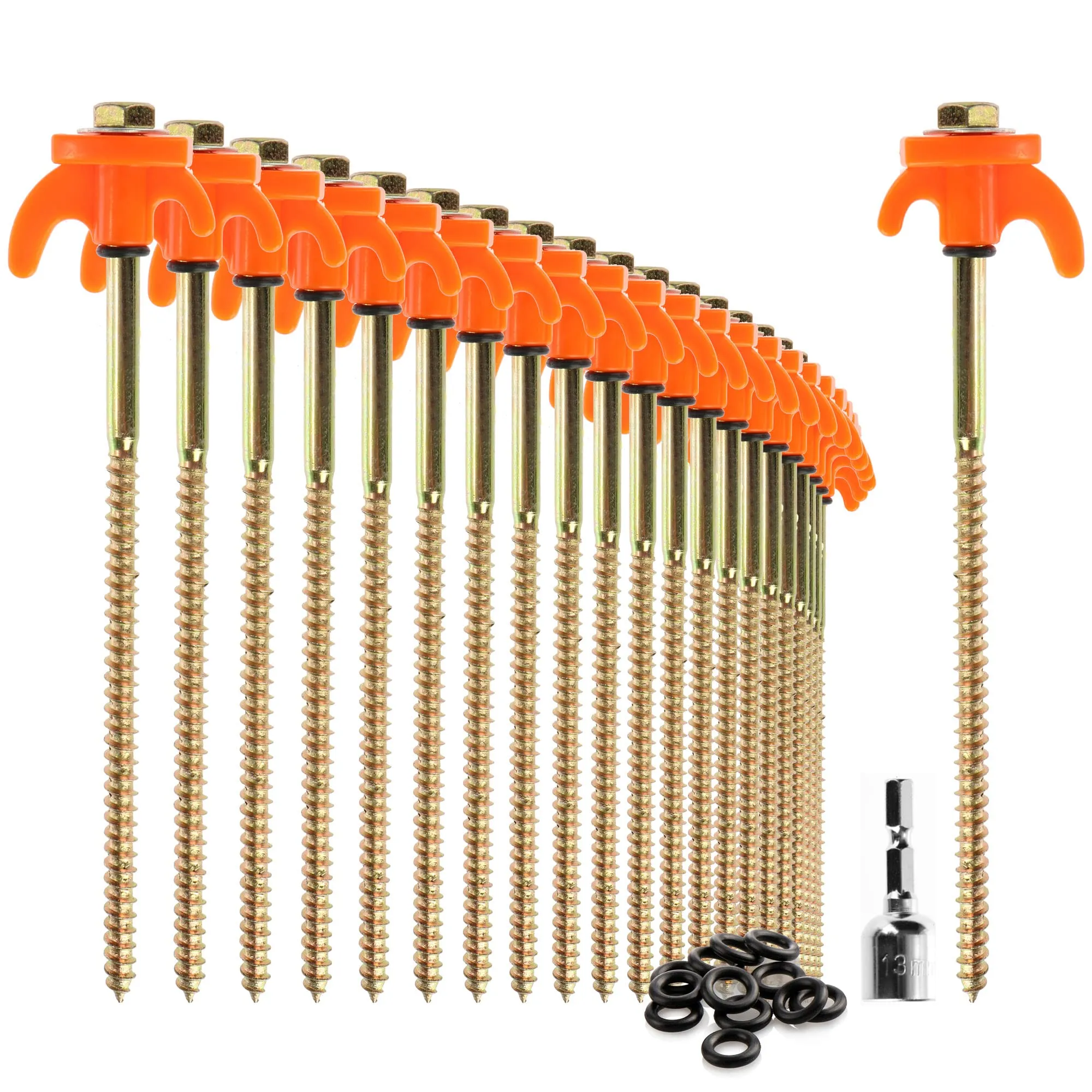 com-four Picchetti per Tenda in Acciaio, 24 Pezzi, 205x7mm - immagine 1
