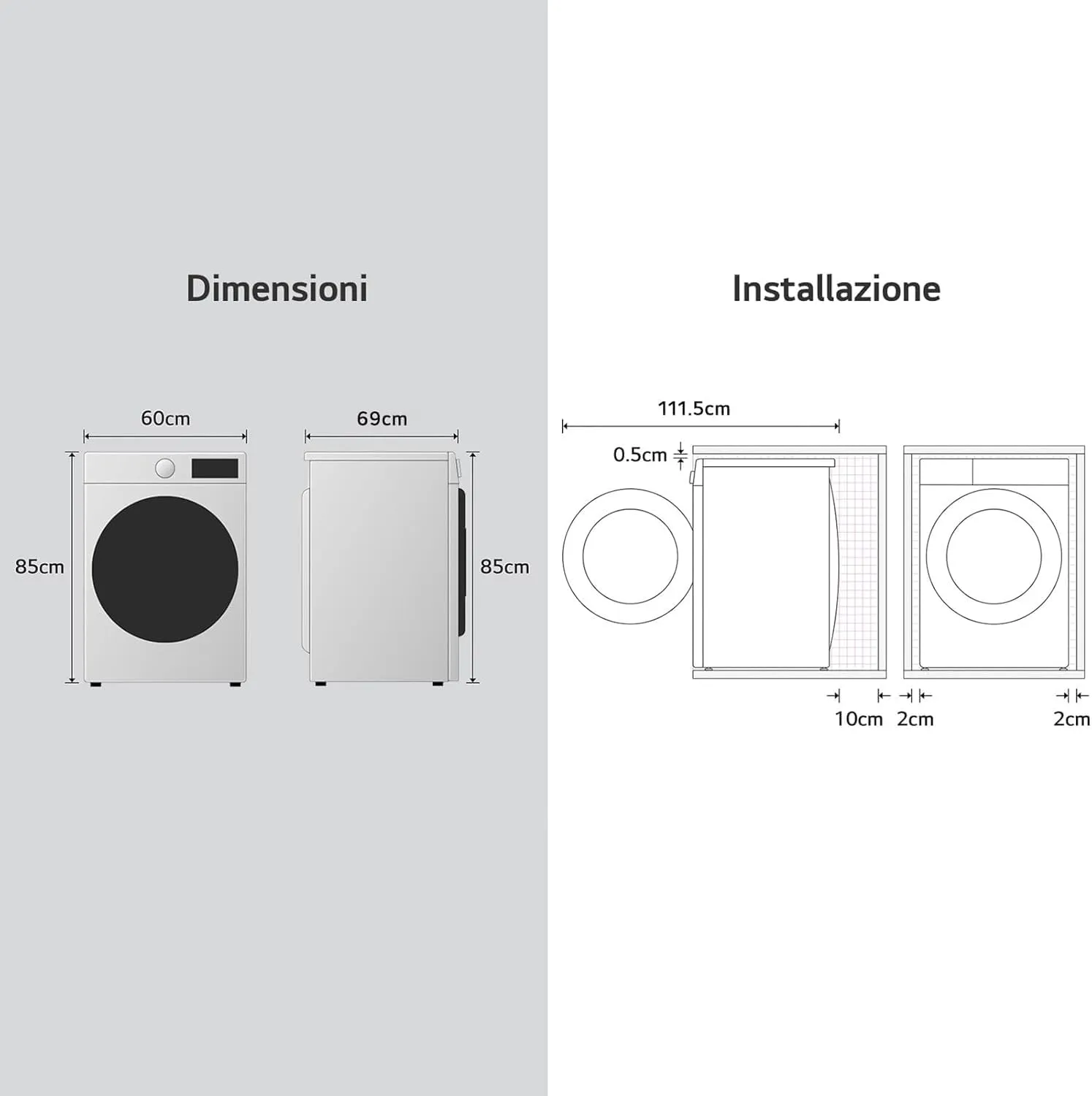 LG RH80V9AVHN Asciugatrice Pompa di Calore 8 kg Classe C Bianco - immagine 3