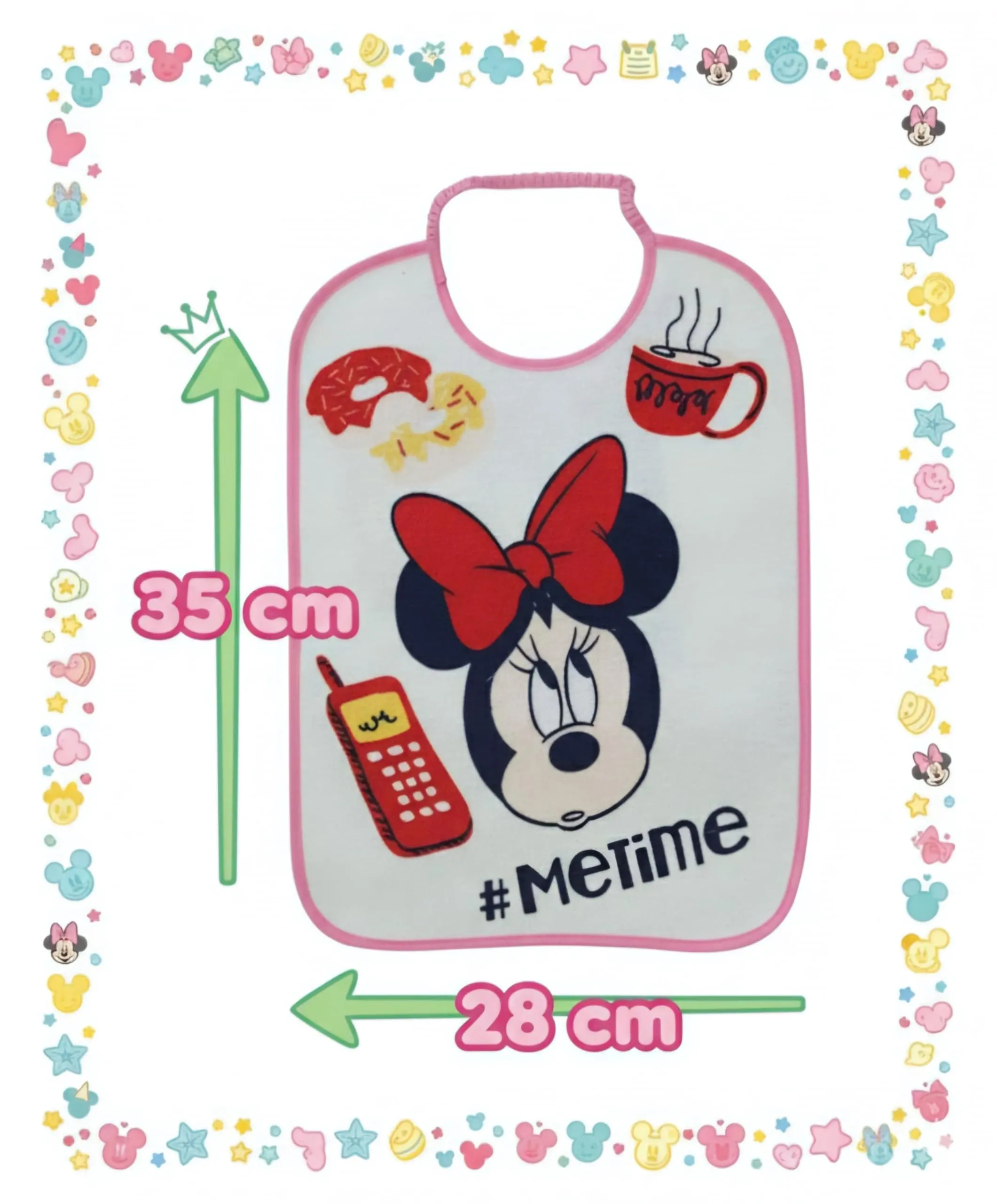 Ellepi Bavaglini Disney Minnie Grande, Cotone Impermeabili con Elastico - immagine 3