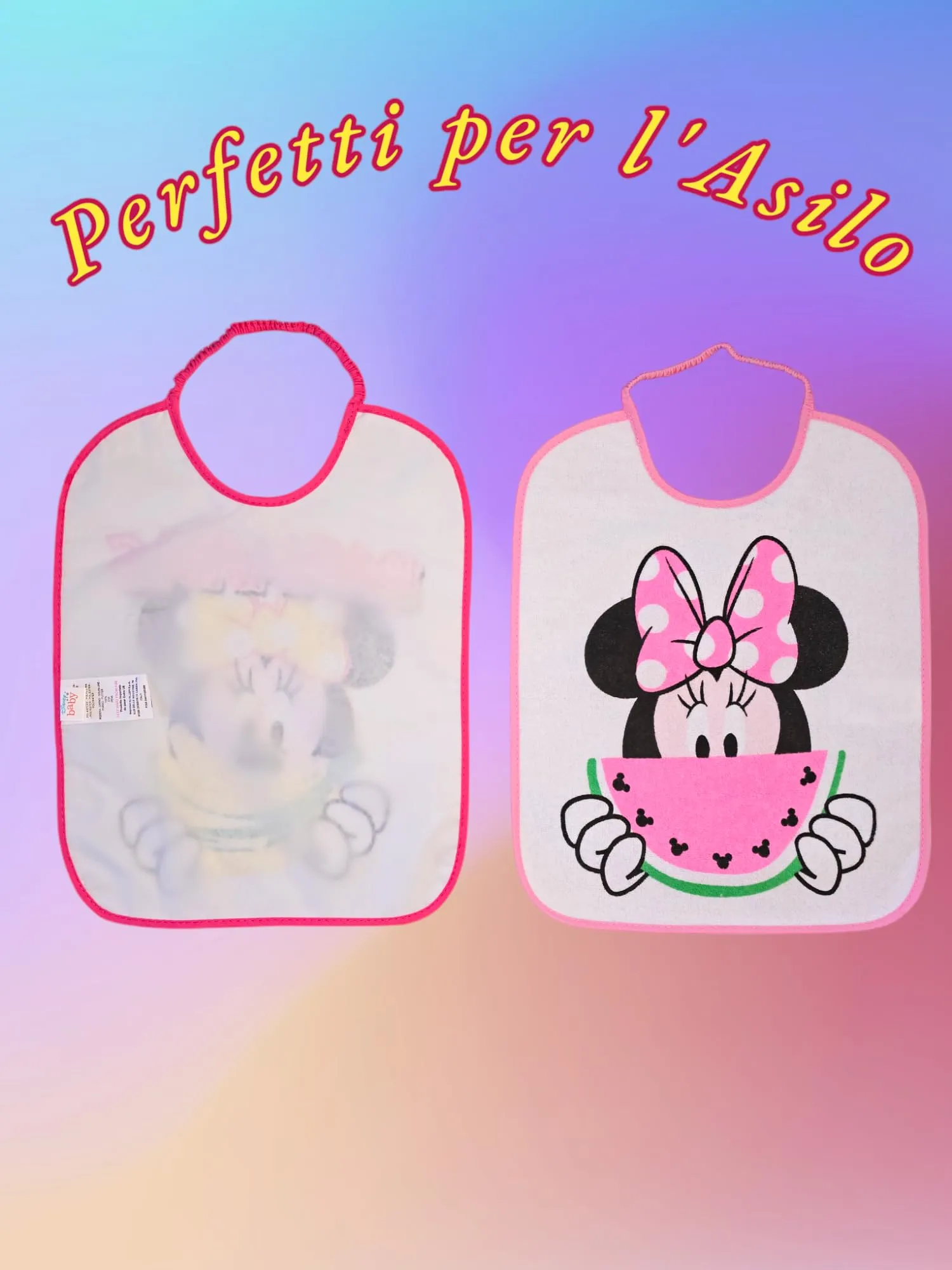 Ellepi Bavaglini Disney Minnie Grande, Cotone Impermeabili con Elastico - immagine 4