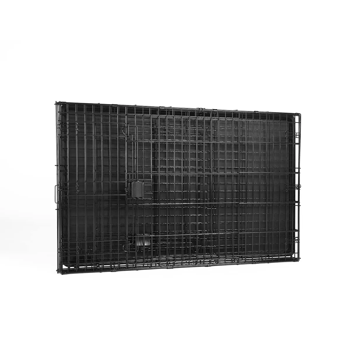 Amazon Basics Gabbia per cani in metallo pieghevole con vassoio rimovibile e doppio sportello, Nero, 122 x 76.2 x 82.5 cm - immagine 5