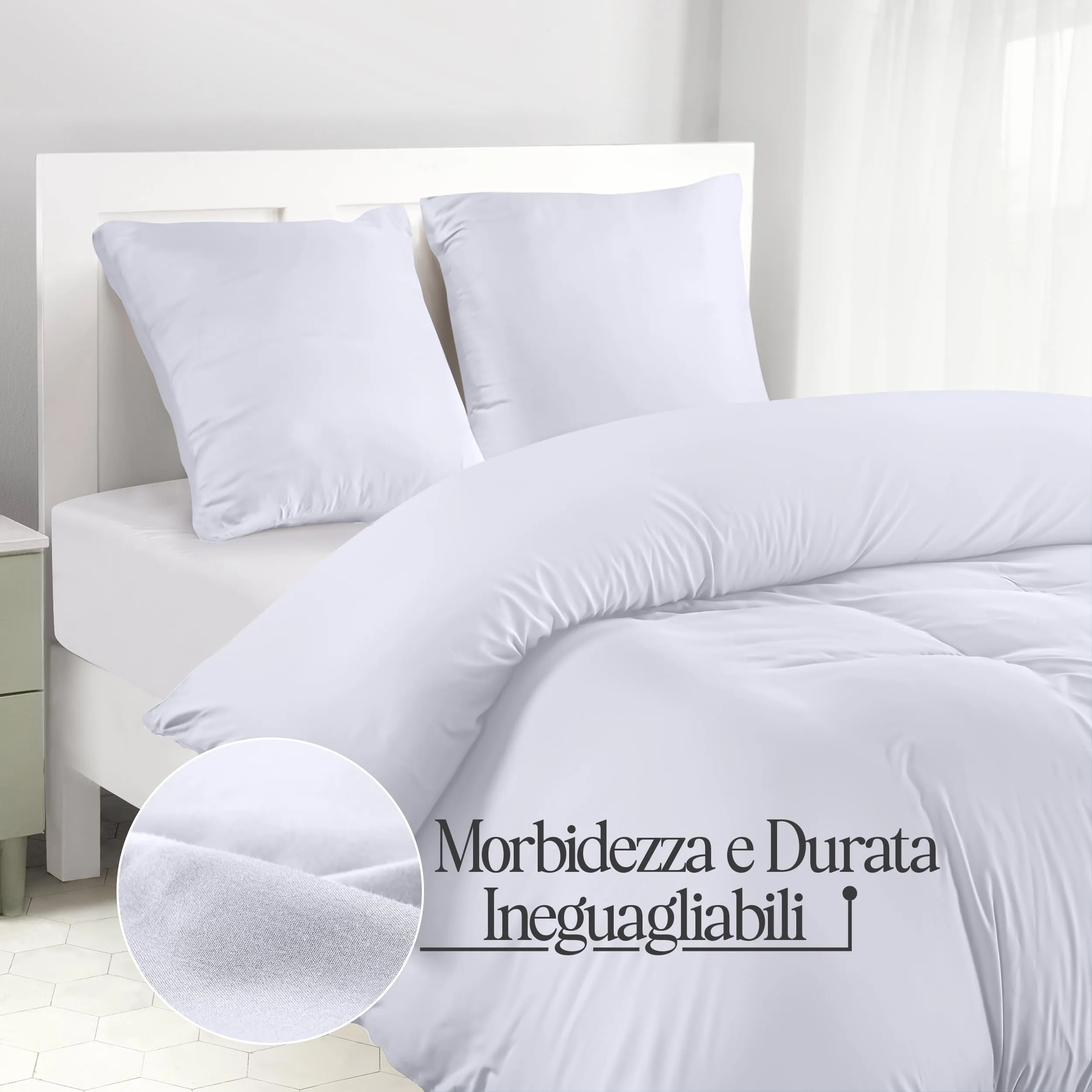 Utopia Bedding Copripiumino Matrimoniale 240x220 cm con 2 Federe 65x65 cm, Bianco - immagine 8