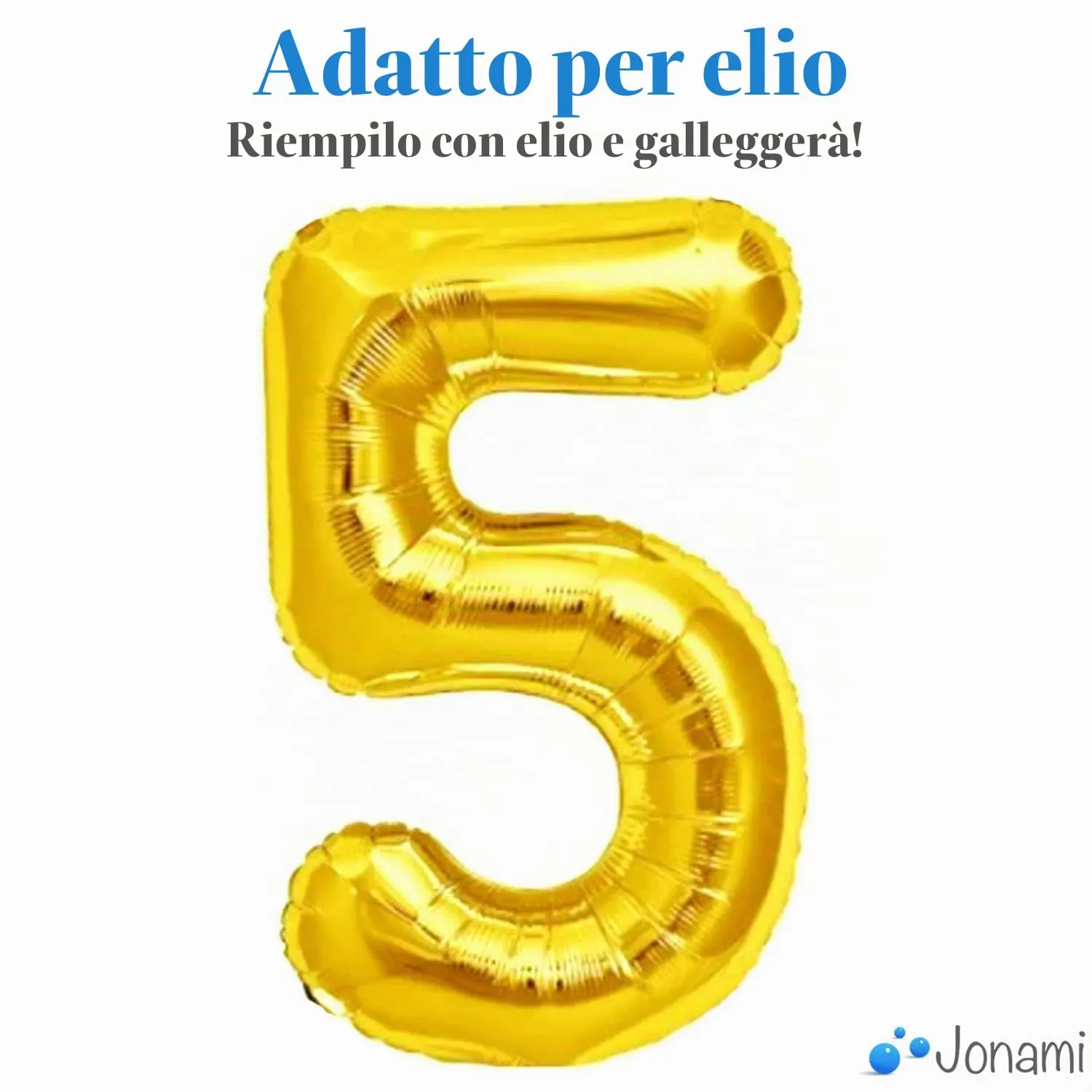 Jonami Palloncino Numero 5 Gigante Oro, 100 cm - immagine 3