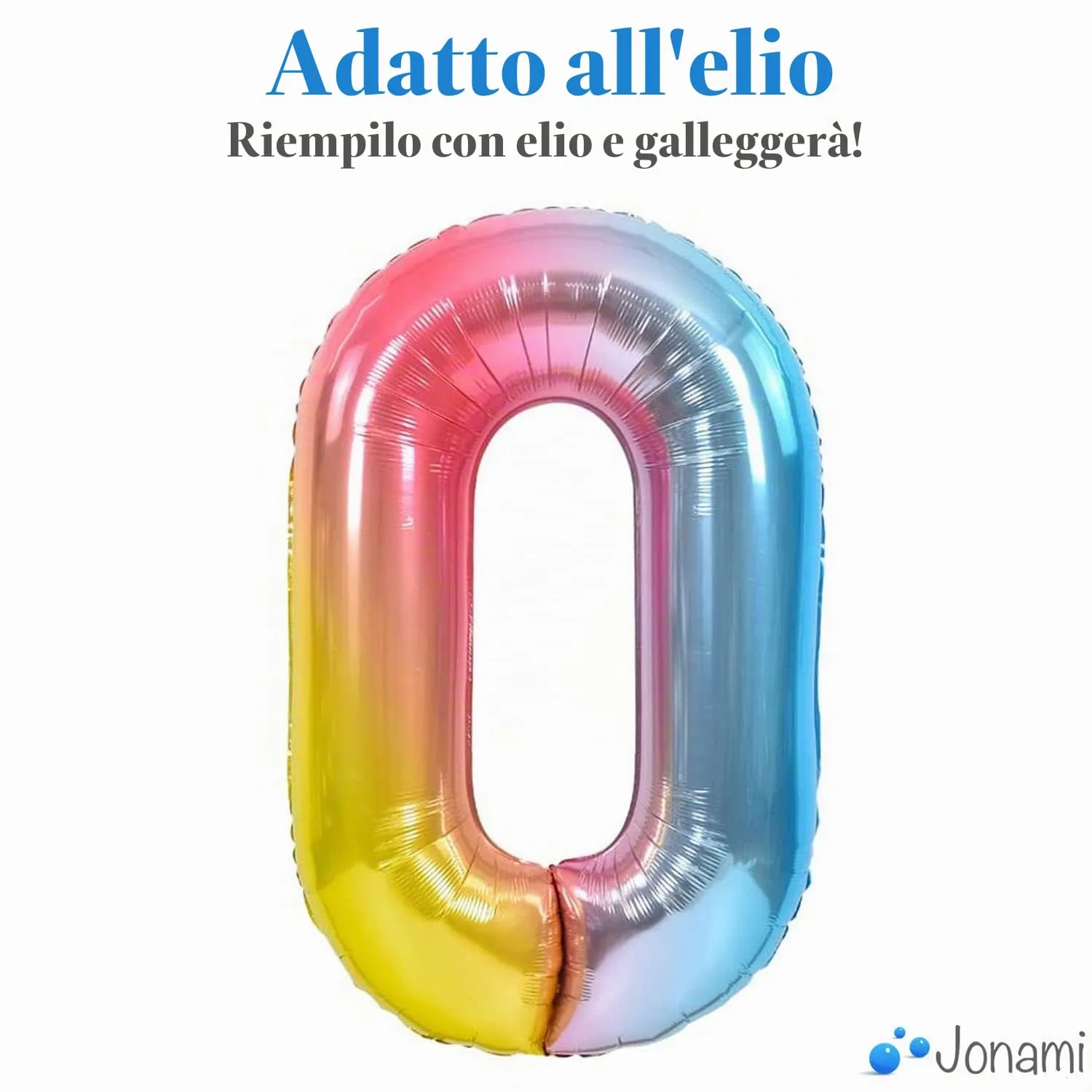 Jonami Palloncino Numero 0 Gigante Multicolore Pastello, 100 cm - immagine 3