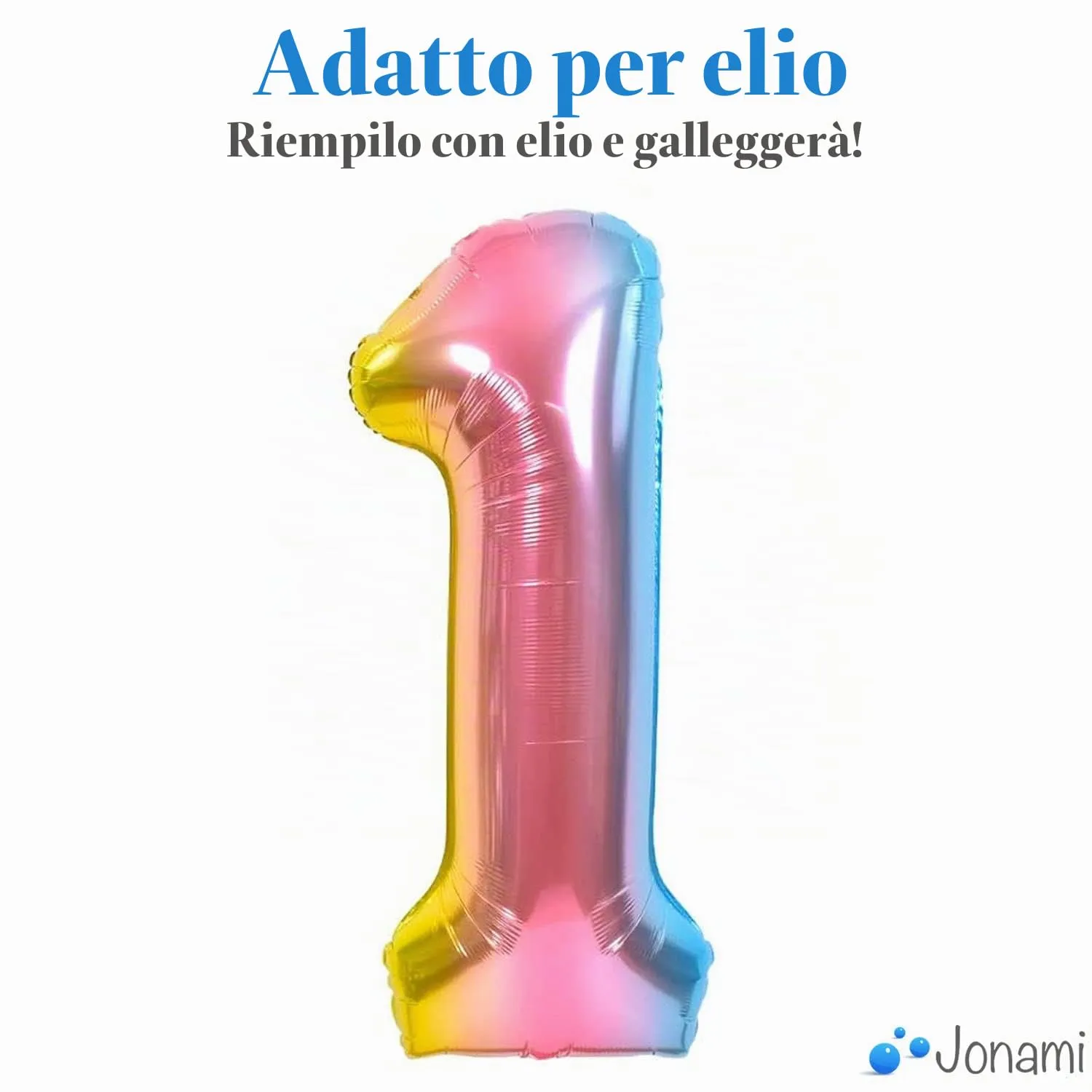 Jonami Palloncino Numero 1 Gigante Multicolore Pastello, 100 cm - immagine 3