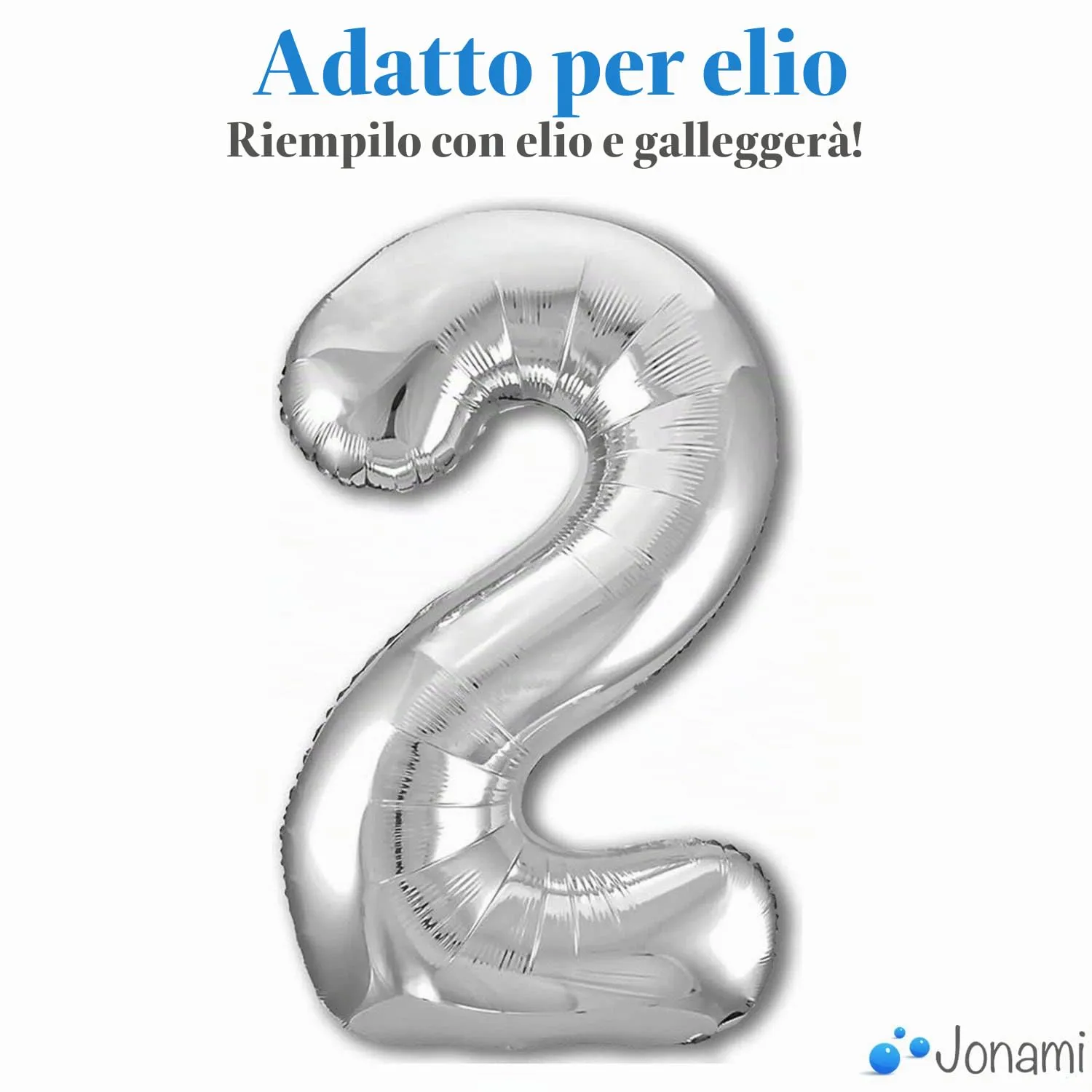 Jonami Palloncino Numero 2 Gigante Argento, 100 cm - immagine 3