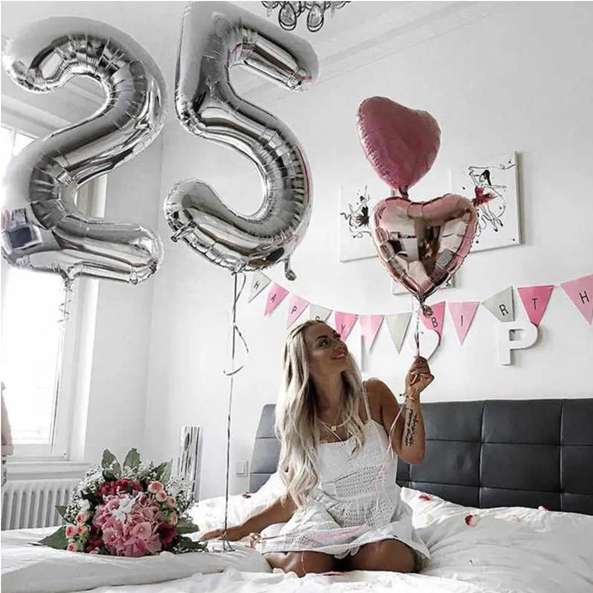 Jonami Palloncino Numero 2 Gigante Argento, 100 cm - immagine 4