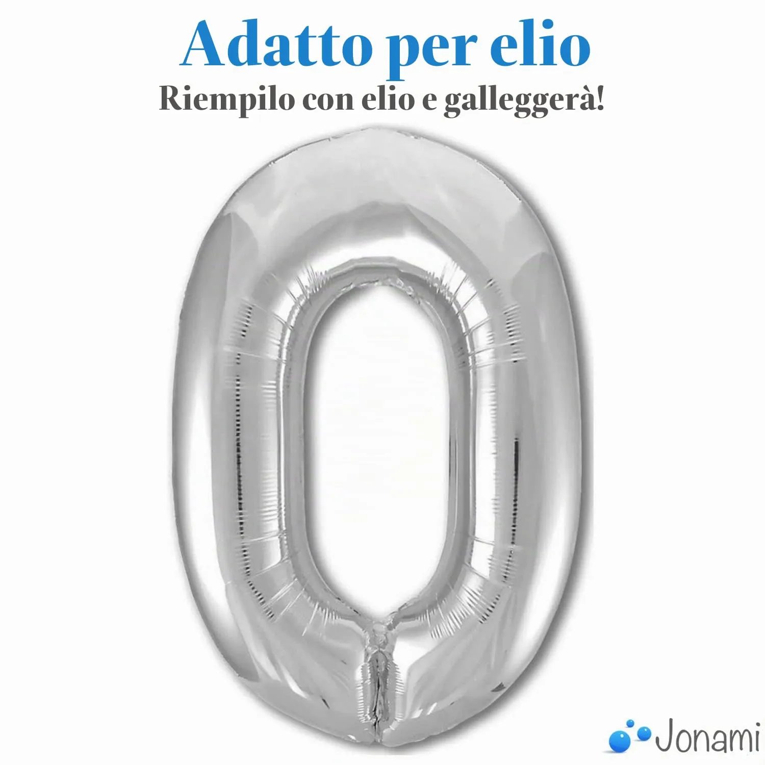 Jonami Palloncino Numero 0 Gigante Argento, 100 cm - immagine 3
