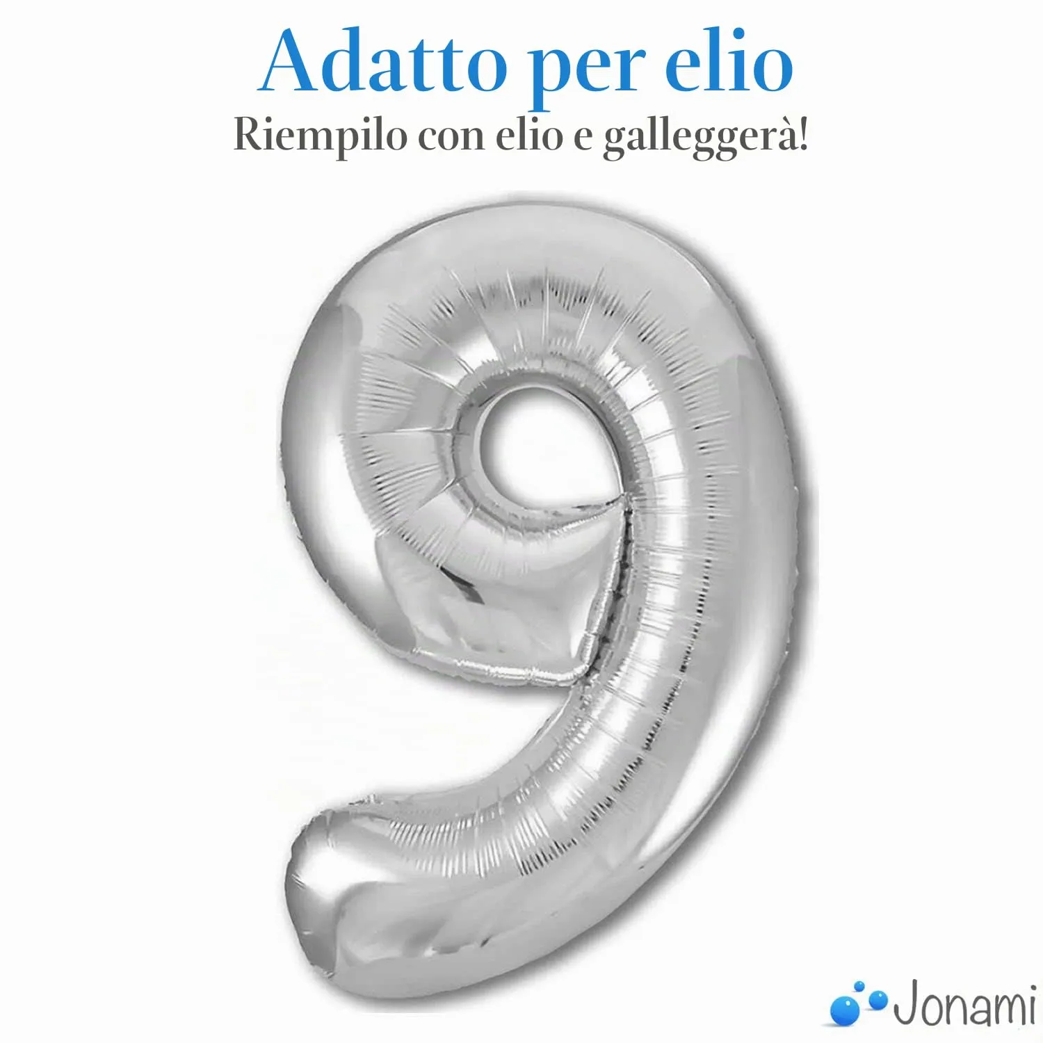 Jonami Palloncino Numero 9 Gigante Argento, 100 cm - immagine 3