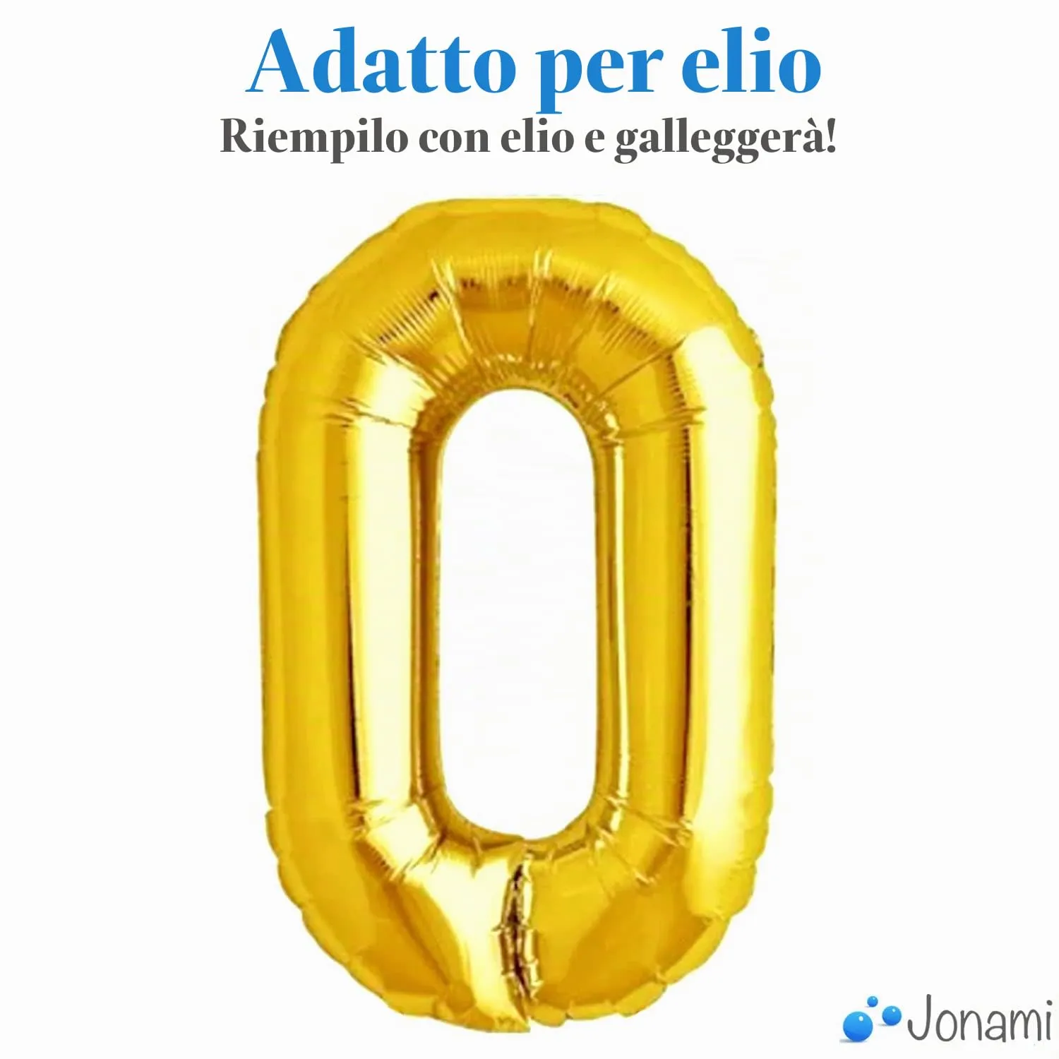 Jonami Palloncino Numero 0 Gigante Oro, 100 cm - immagine 3