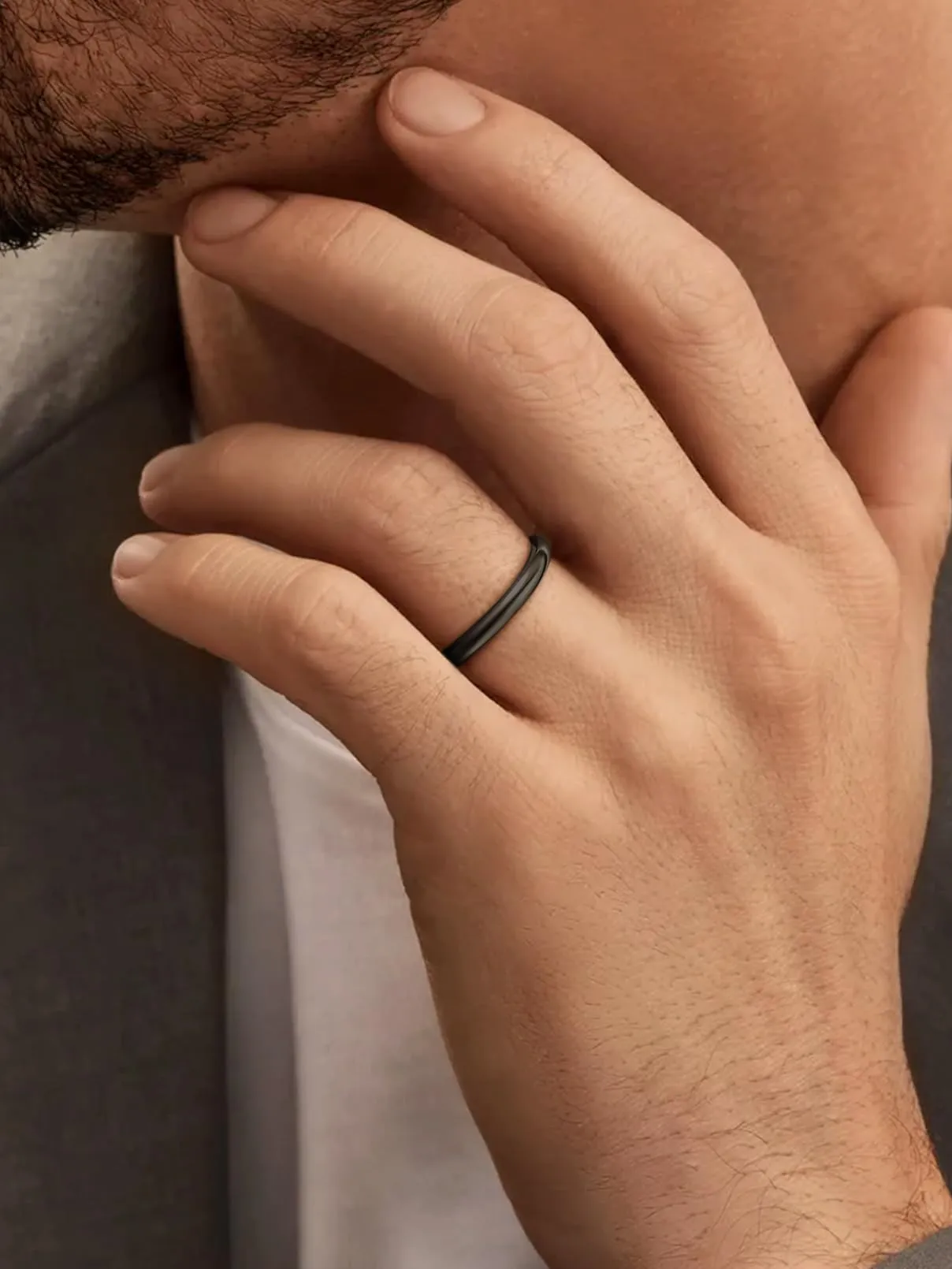 PROSTEEL Anello Personalizzabile in Acciaio Inossidabile 2mm Taglia 23 Nero - immagine 2