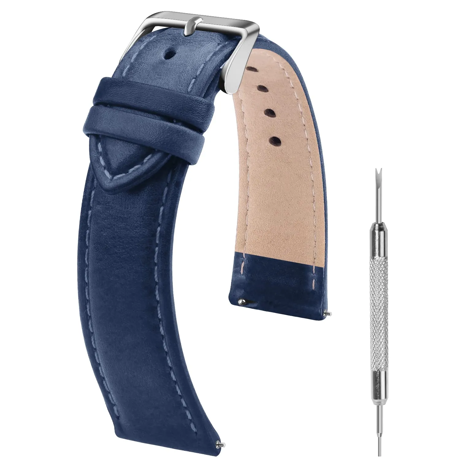 Fullmosa Cinturino Orologio 22mm in Vera Pelle a Sgancio Rapido, Blu - immagine 1