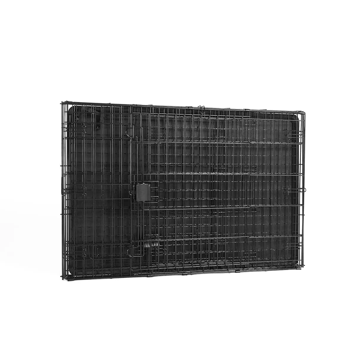 Amazon Basics Gabbia per cani in metallo pieghevole con vassoio rimovibile e doppio sportello, Nero, 106.7 x 71.1 x 76.2 cm - immagine 5