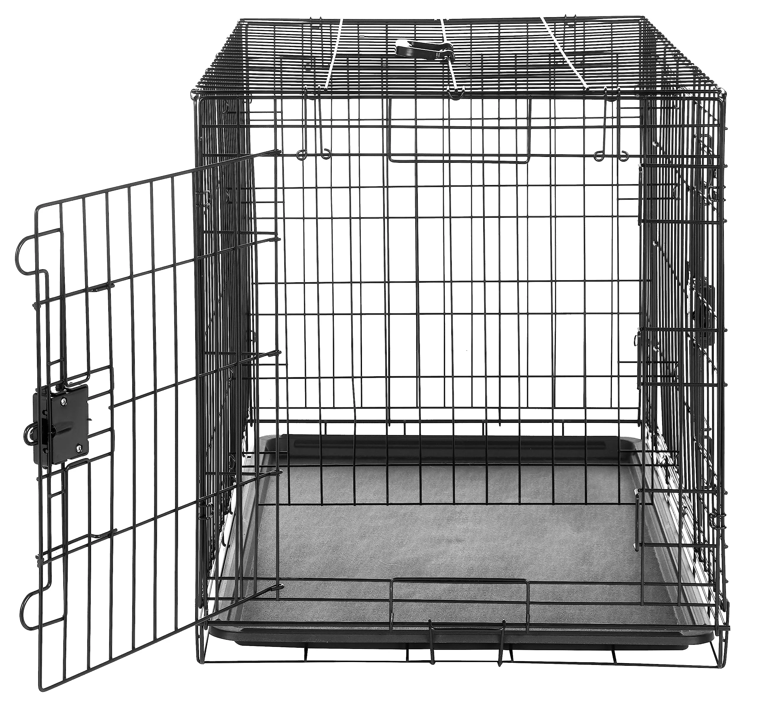 Amazon Basics Gabbia per Cani in Metallo Pieghevole con Vassoio Rimovibile e Doppio Sportello, Nero, 91 x 58 x 64 cm - immagine 4