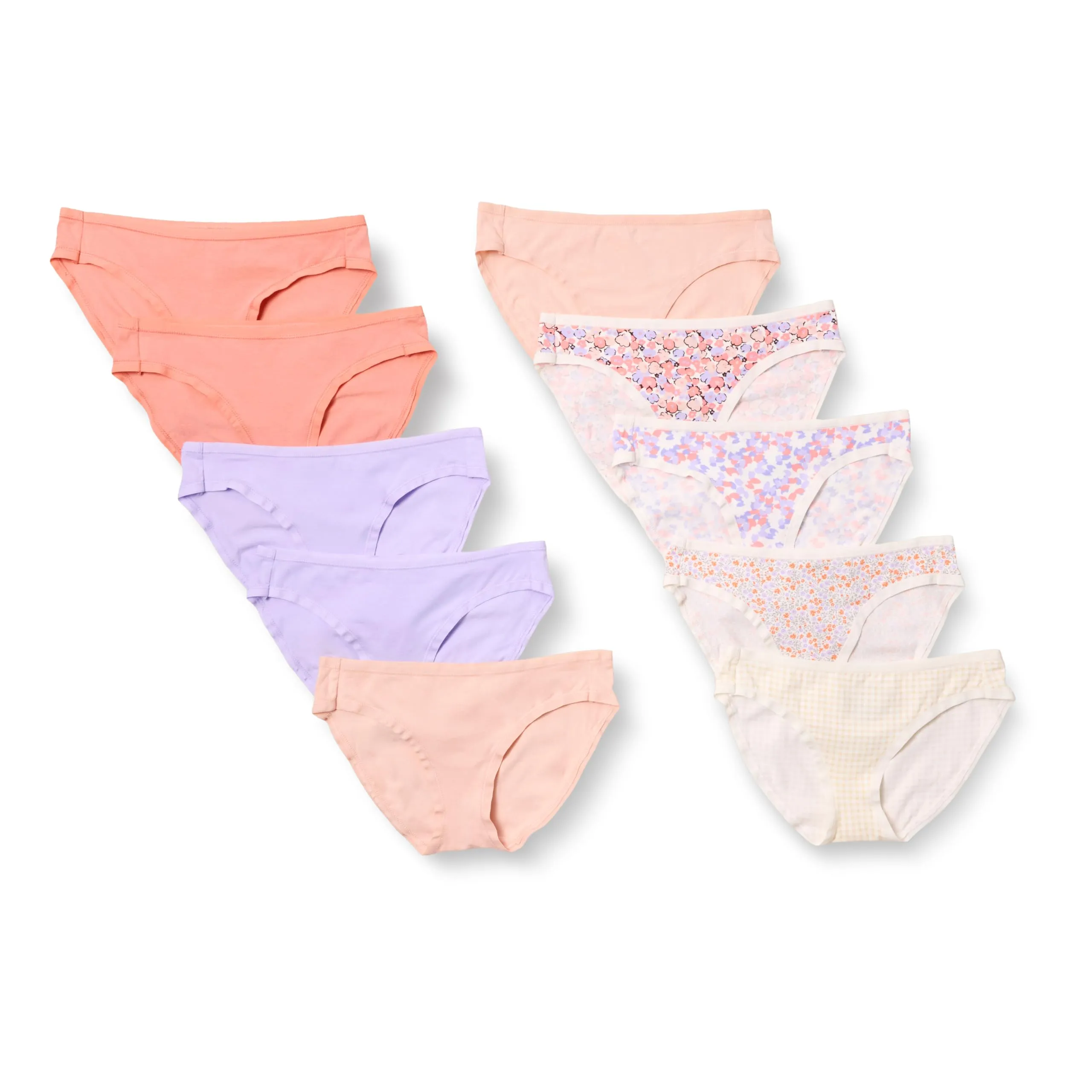 Amazon Essentials Slip Bikini in Cotone Donna, Pacco da 10, A Quadretti/Floreale/Multicolore, 46 - immagine 1