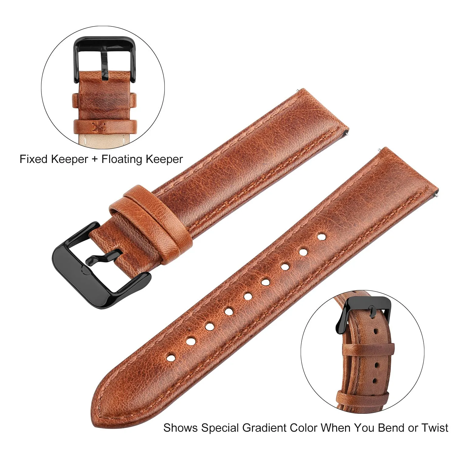 Fullmosa Cinturino Orologio 22mm in Vera Pelle a Sgancio Rapido - immagine 5