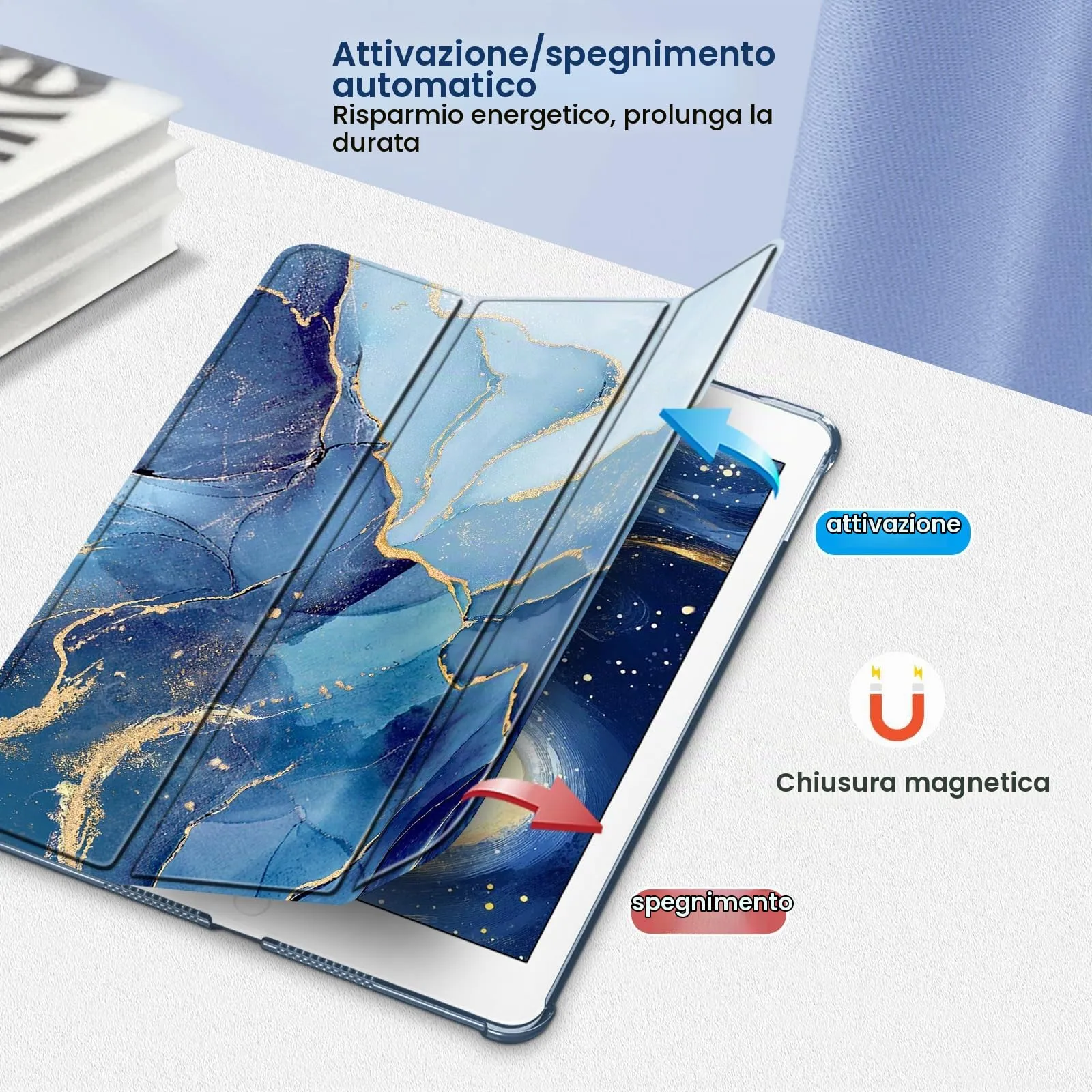 FINTIE Cover per iPad 10.2 Pollici (9a/8a/7a Generazione, 2019-2021) - Marmo Z-Ocean Marble - immagine 8