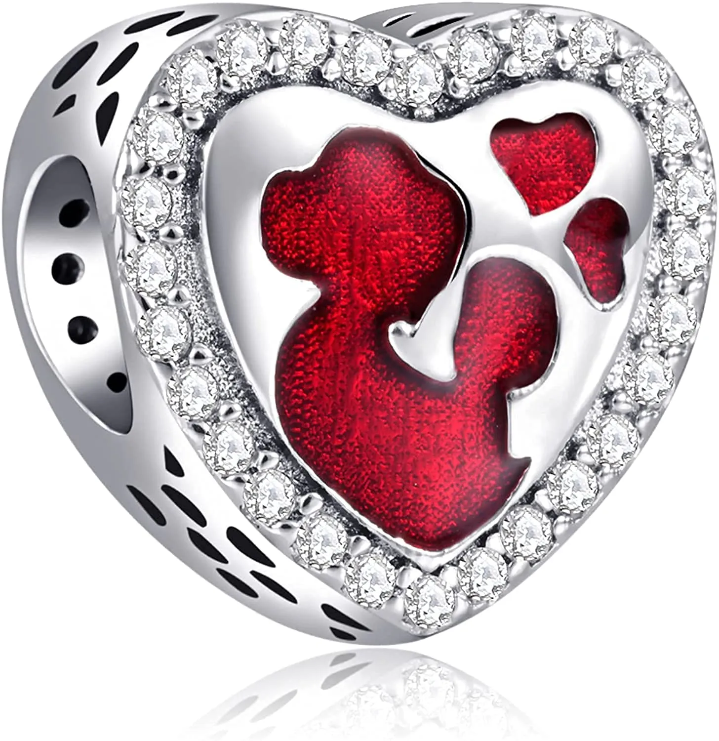 NINGAN Mamma e bambino Heart Charm in Argento Sterling 925 per Bracciali e Collane - immagine 1