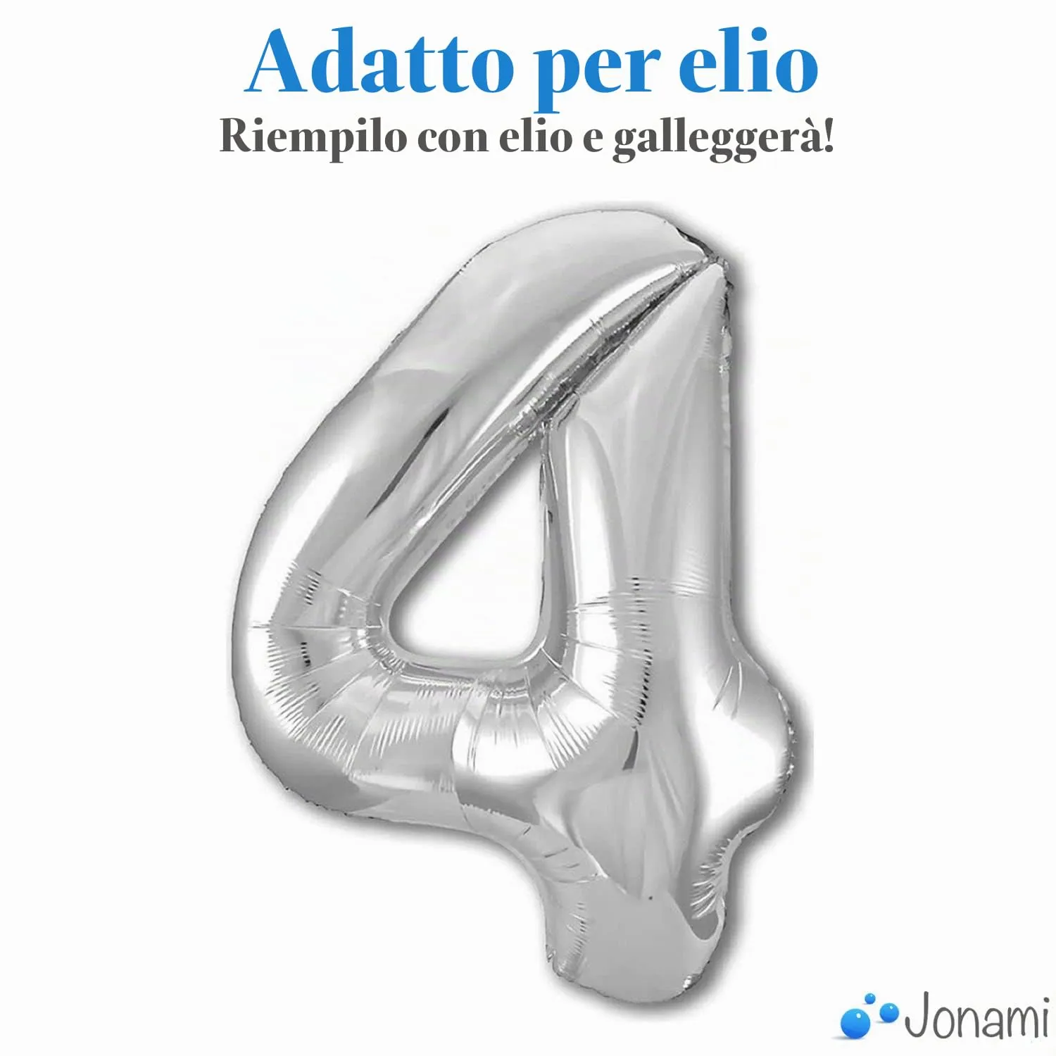 Jonami Palloncino Numero 4 Gigante 100 cm Argento - immagine 3