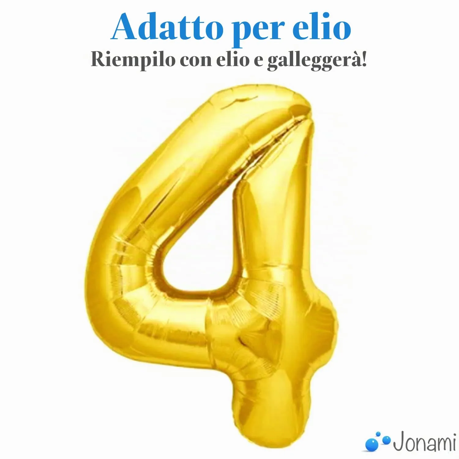 Jonami Palloncino Numero 4 Gigante Oro, 100 cm - immagine 3