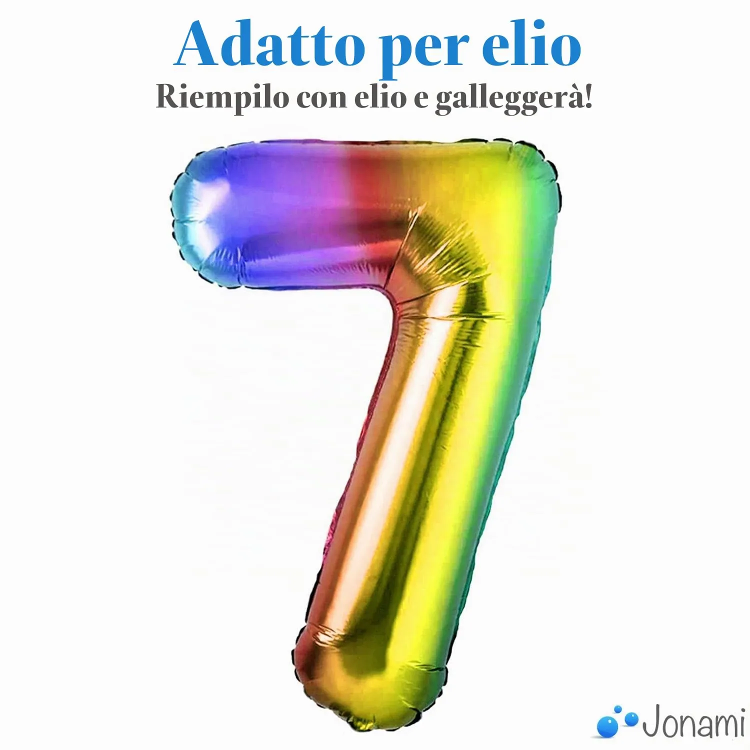 Jonami Palloncino Numero 7 Gigante Multicolore Metallizzato, 100 cm - immagine 3