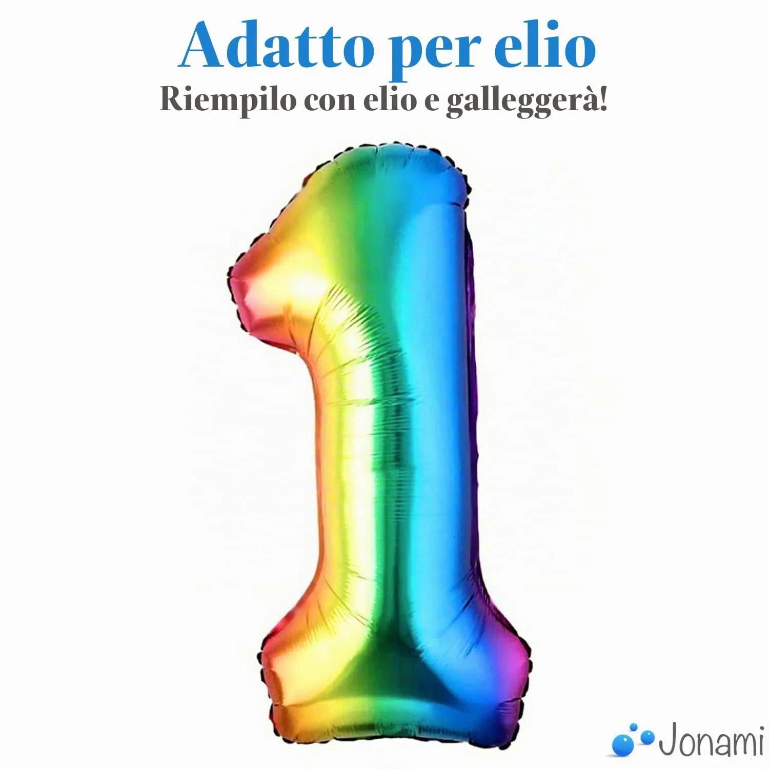 Jonami Palloncino Numero 1 Gigante Multicolore Metallizzato, 100 cm - immagine 3