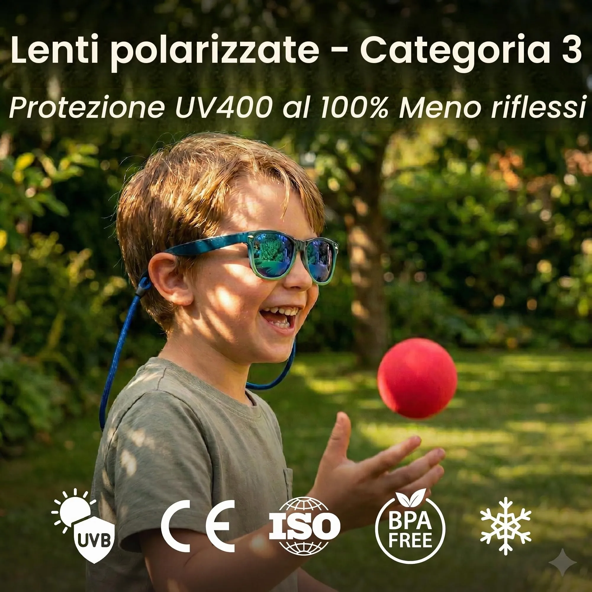 Kiddus Occhiali da Sole Polarizzati per Bambino e Bambina 4-7 Anni, UV400 CAT3 - immagine 2