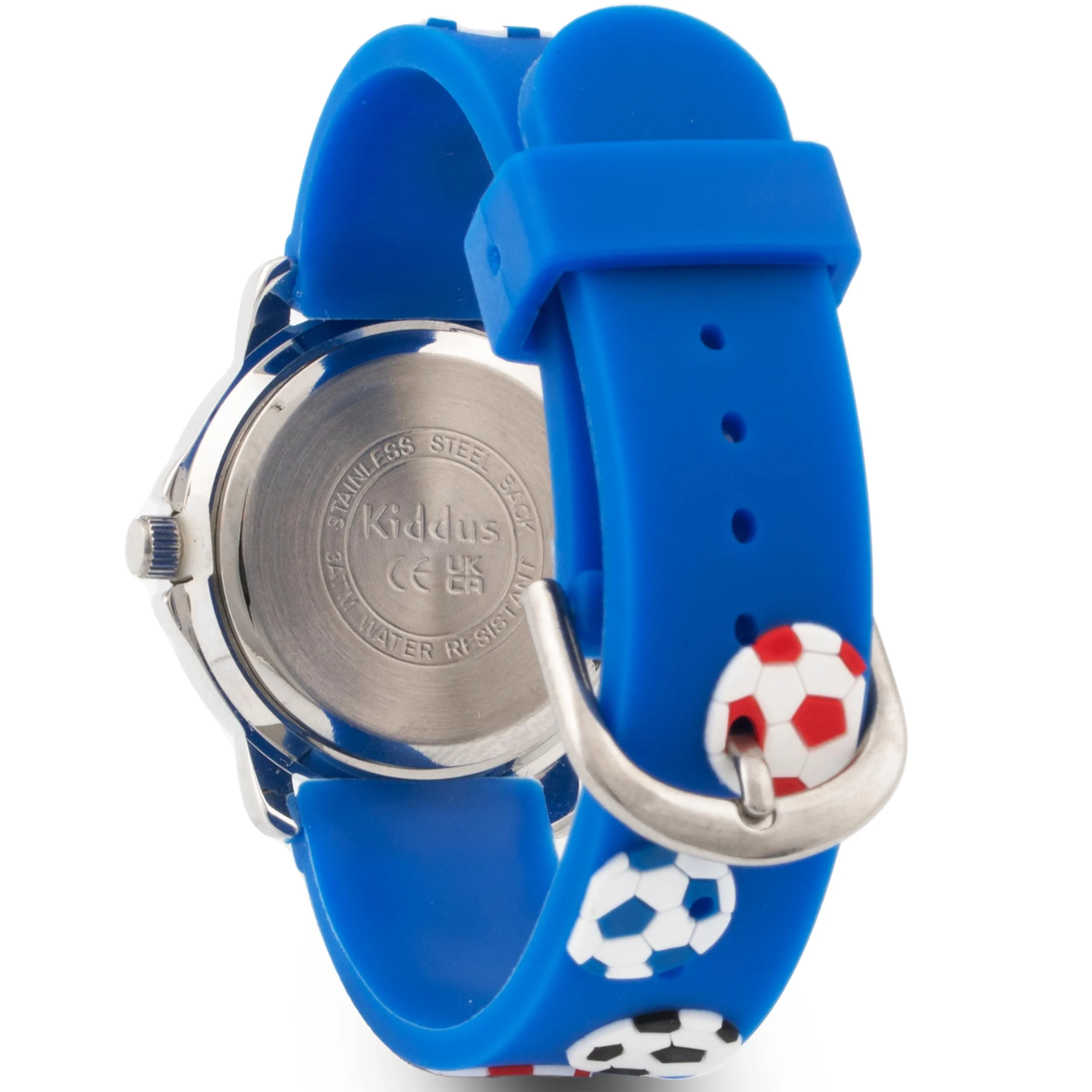 Kiddus Orologio Analogico Didattico da Polso per Bambini 5-10 Anni, Calcio Blu - immagine 4