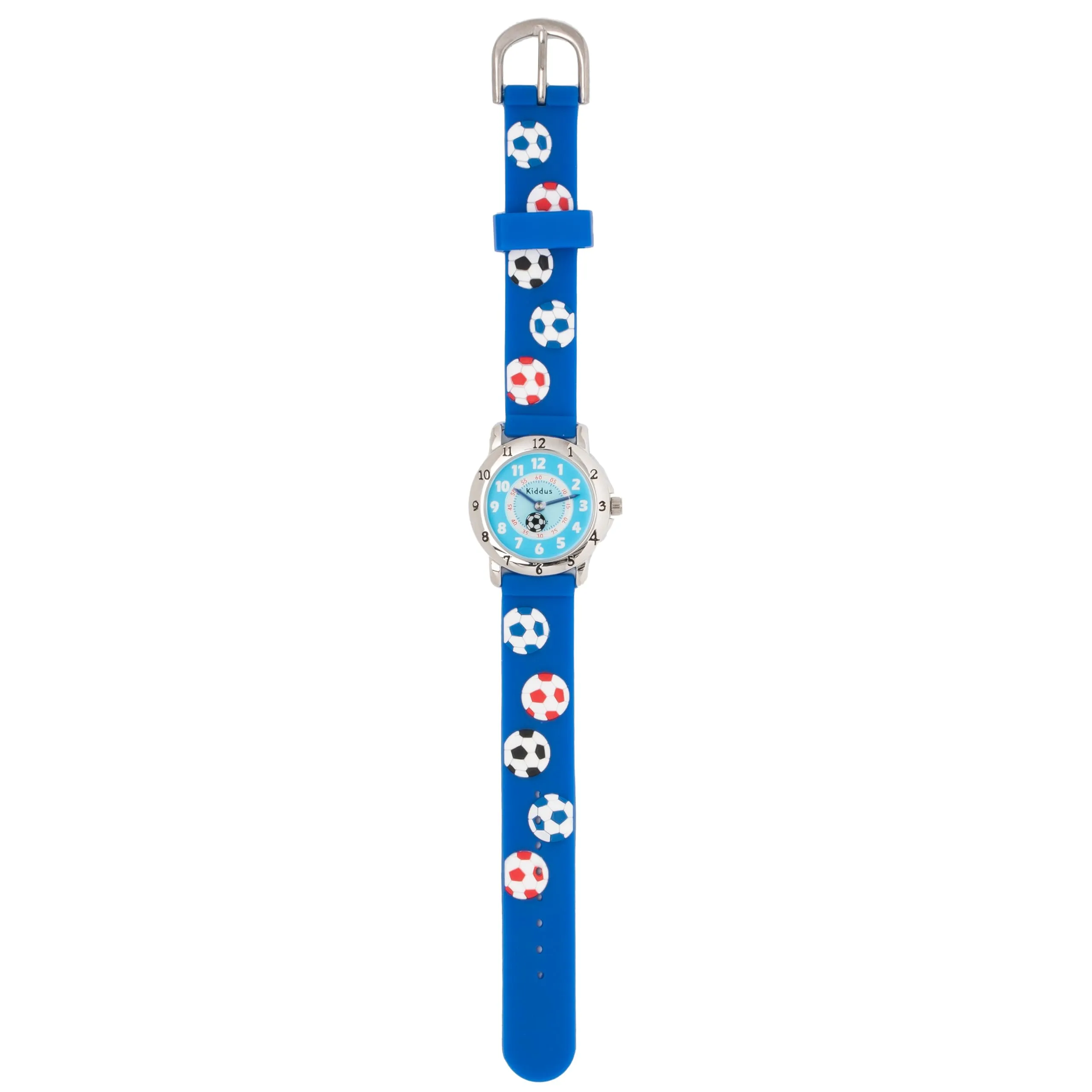 Kiddus Orologio Analogico Didattico da Polso per Bambini 5-10 Anni, Calcio Blu - immagine 5