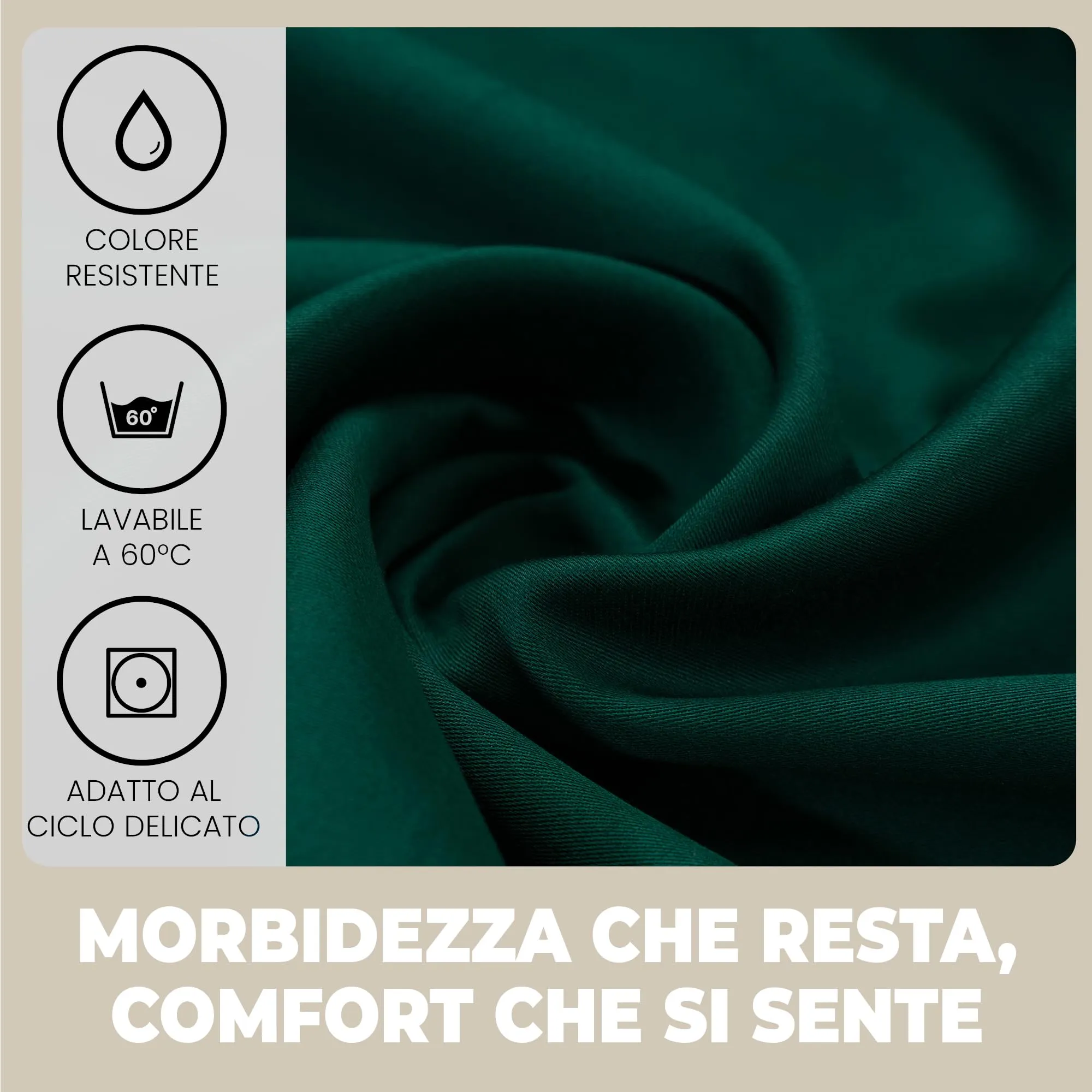 Flowen Lenzuola con Angoli Matrimoniale 160x200 cm Verde in 100% Puro Cotone per Materasso fino a 30cm - immagine 3