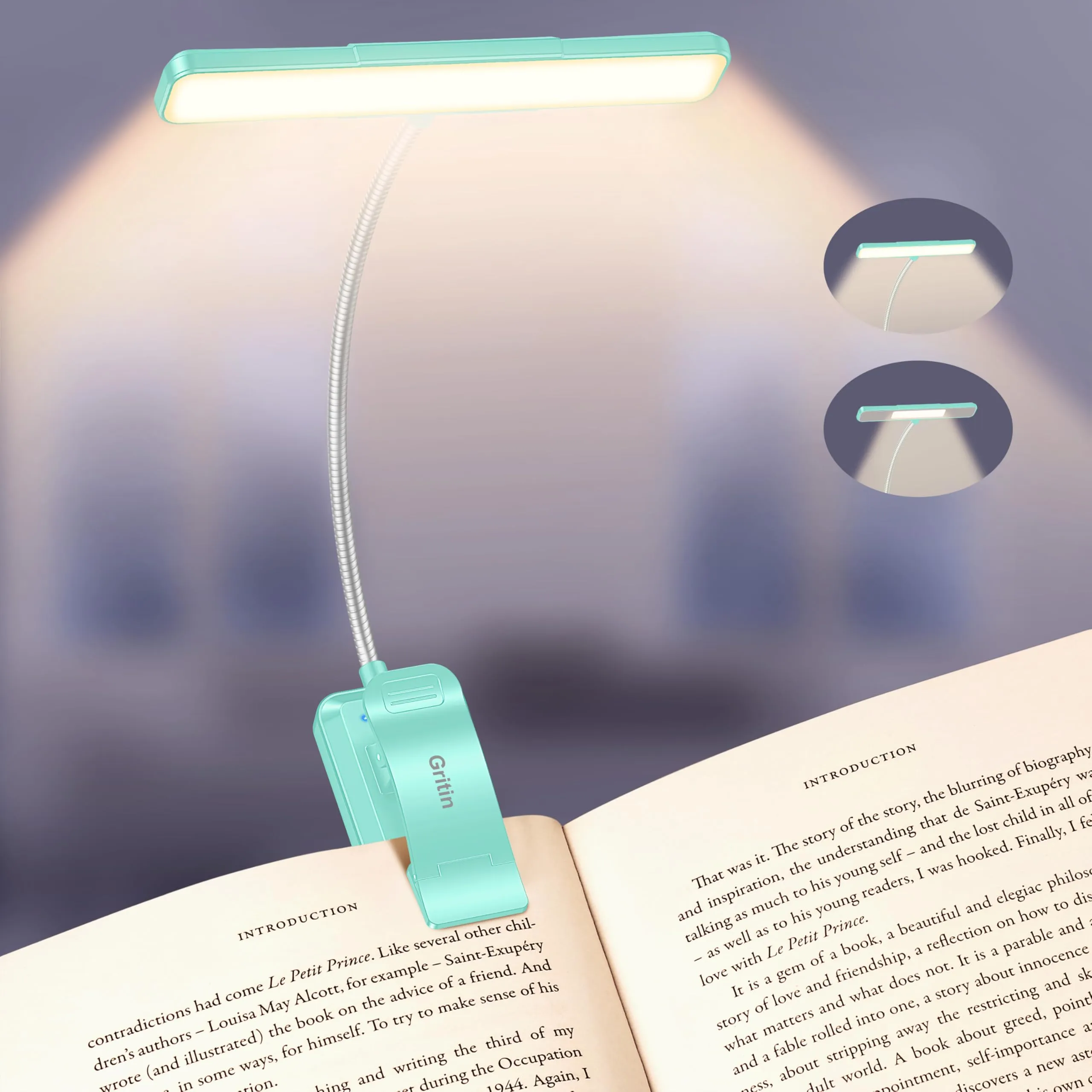 Gritin 2026 Luce per Lettura Libri a Letto - 32 LED Spettro Completo - immagine 1